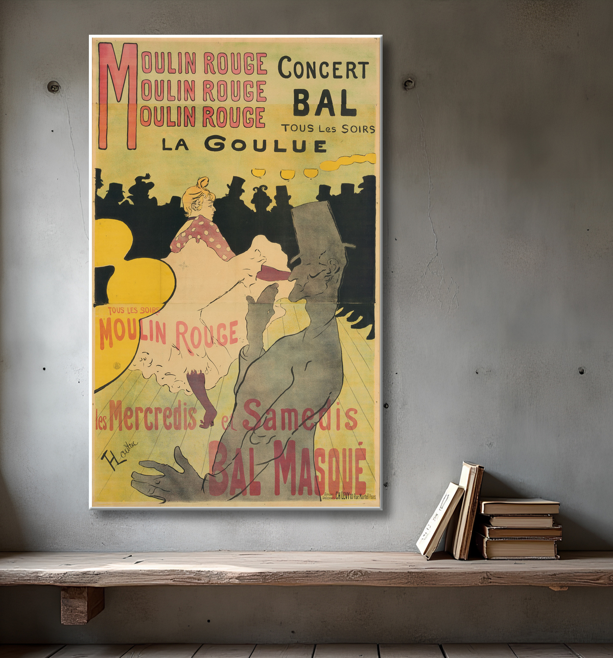 Reproduction Moulin Rouge, La Goulue de Henri de Toulouse-Lautrec avec decor