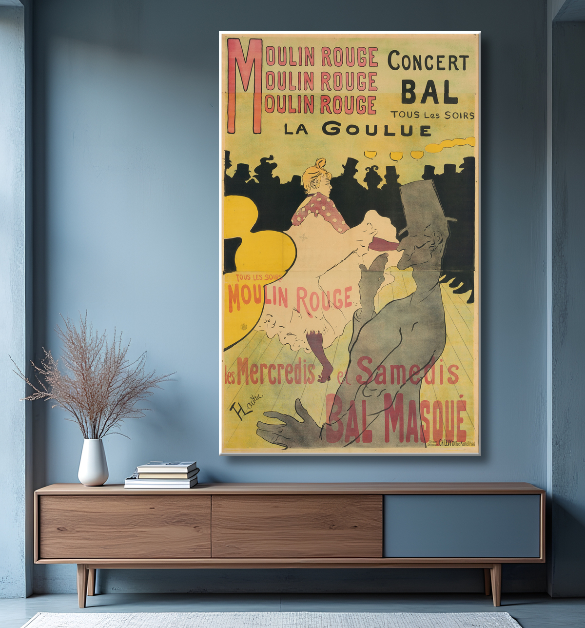 Reproduction Moulin Rouge, La Goulue de Henri de Toulouse-Lautrec avec decor
