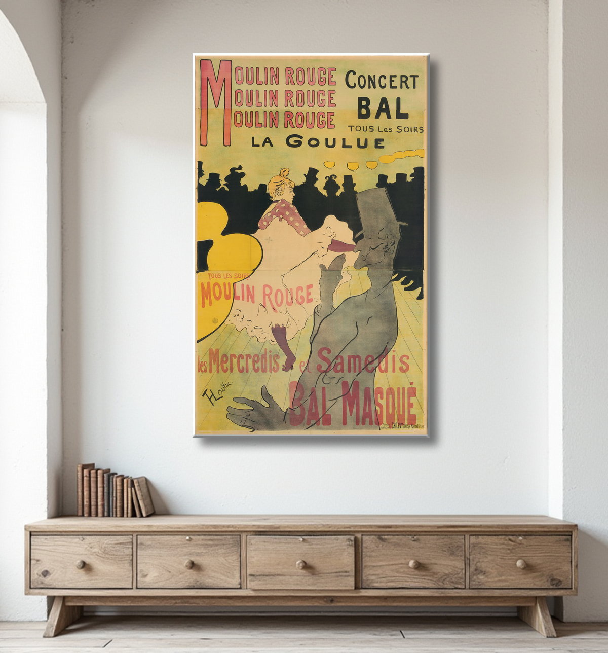 Reproduction Moulin Rouge, La Goulue de Henri de Toulouse-Lautrec avec decor