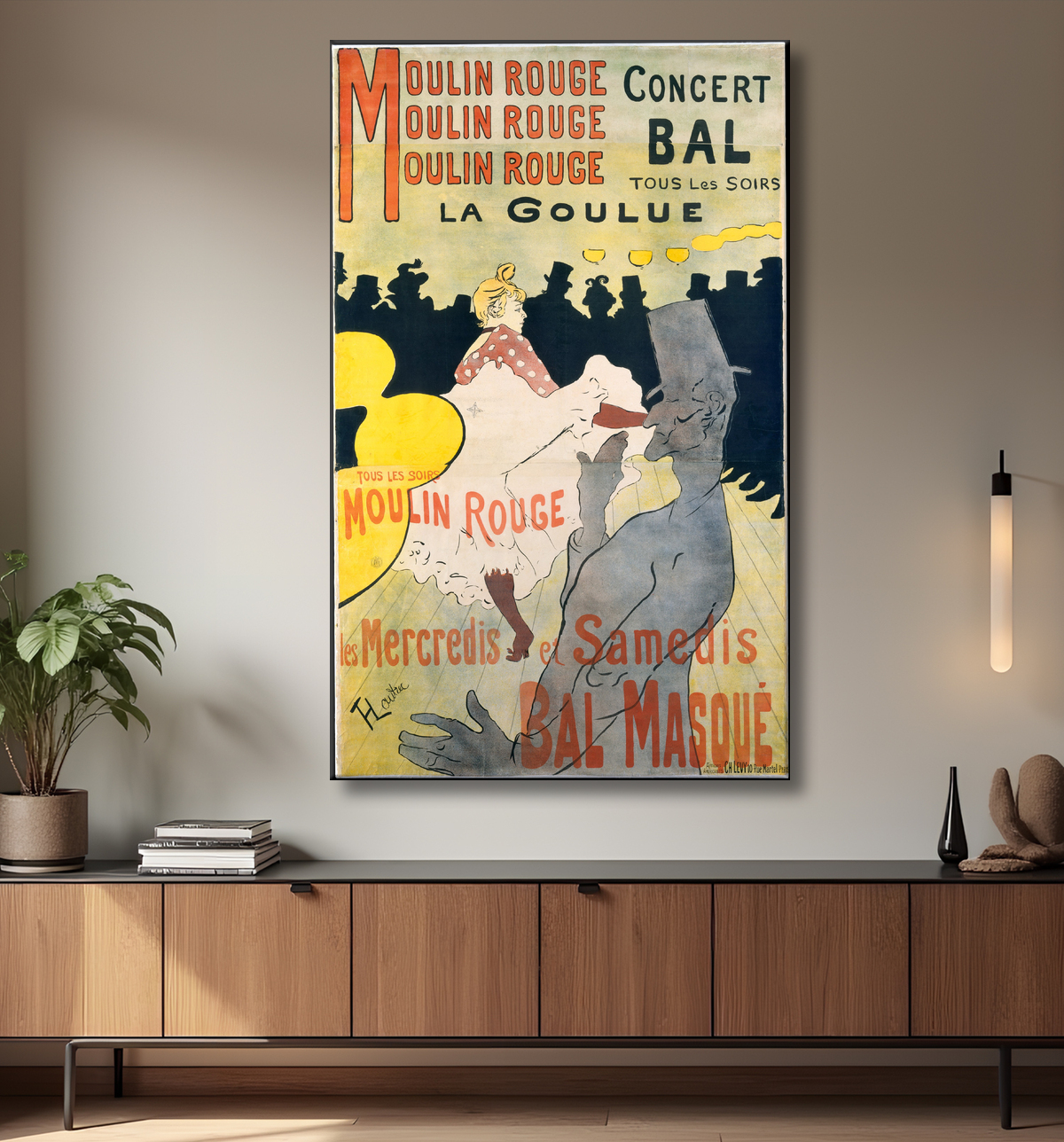 Reproduction Moulin Rouge:  La Goulue de Henri de Toulouse-Lautrec avec decor