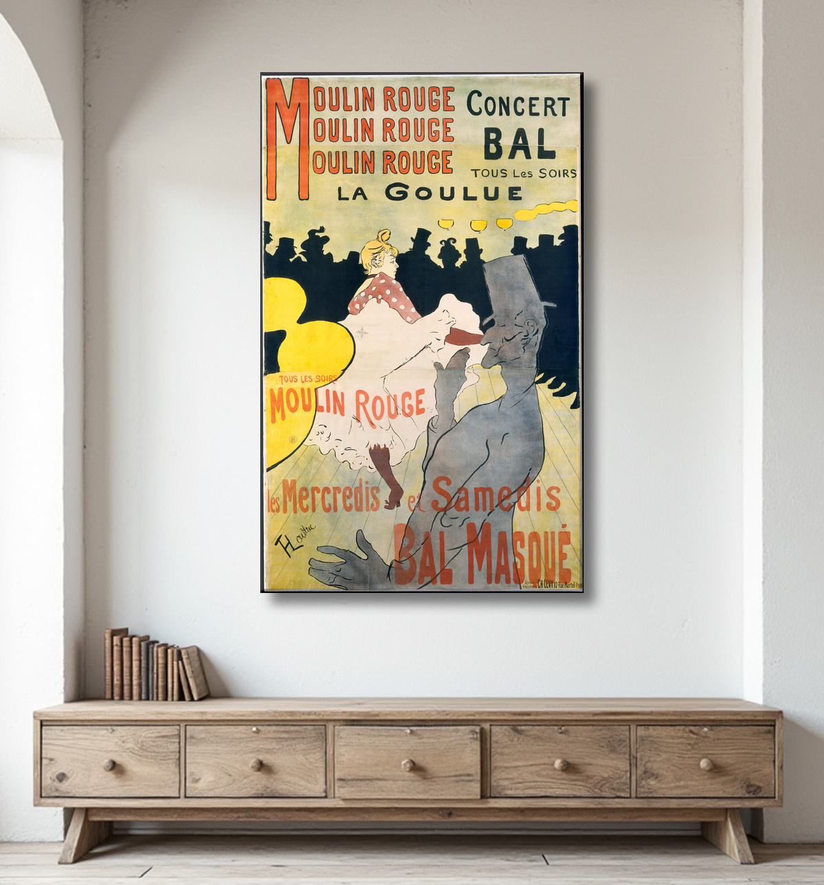 Reproduction Moulin Rouge:  La Goulue de Henri de Toulouse-Lautrec avec decor