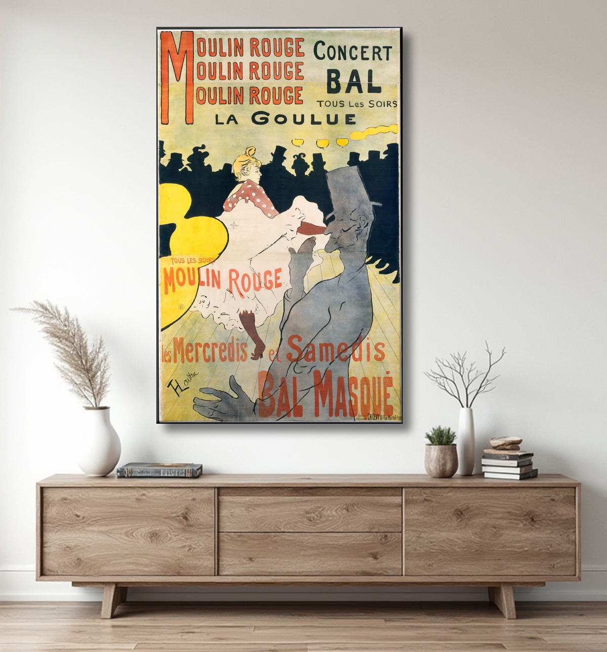 Reproduction Moulin Rouge:  La Goulue de Henri de Toulouse-Lautrec avec decor