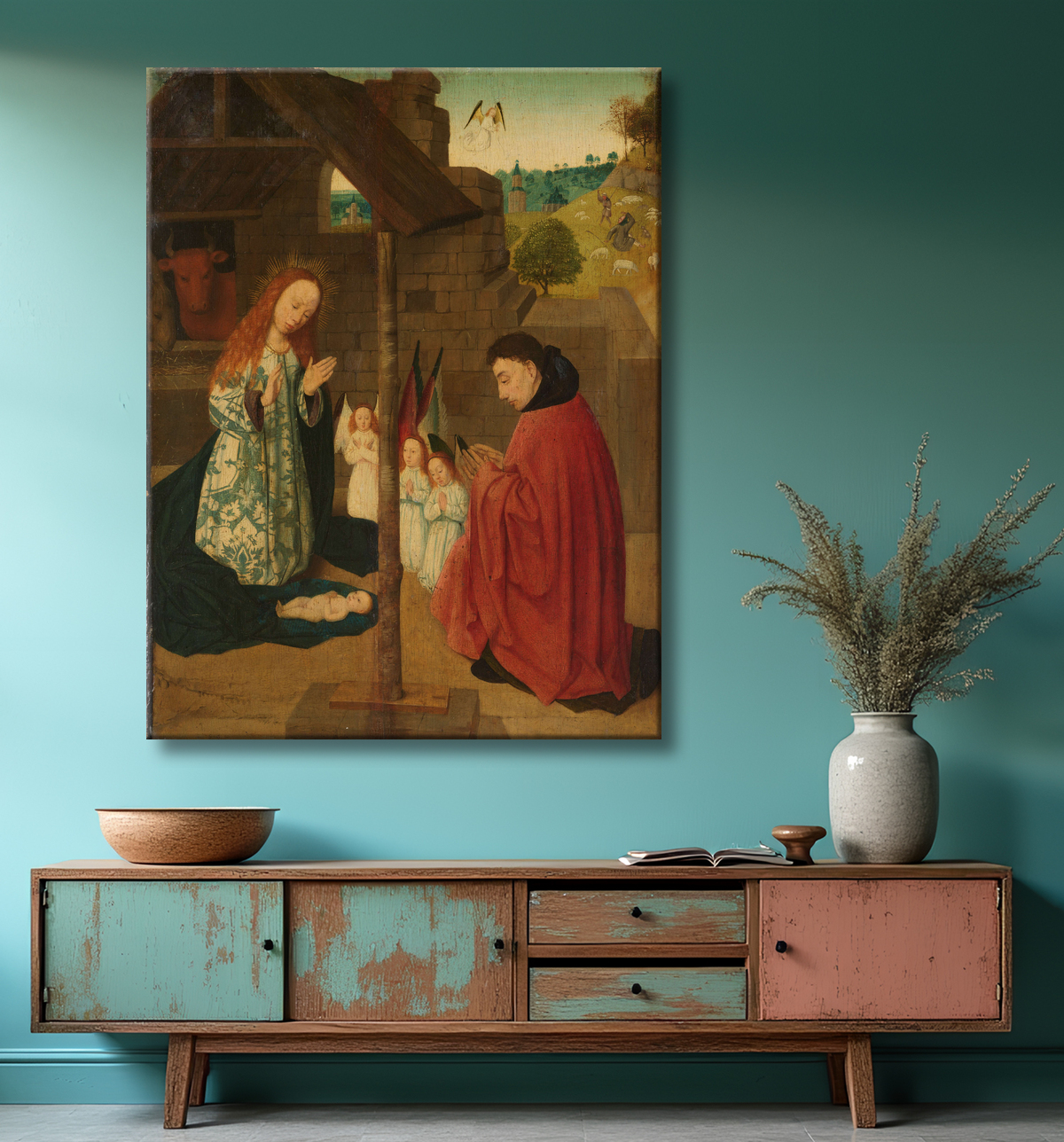 Reproduction Naissance du Christ de Master of the Brunswick Diptych avec decor