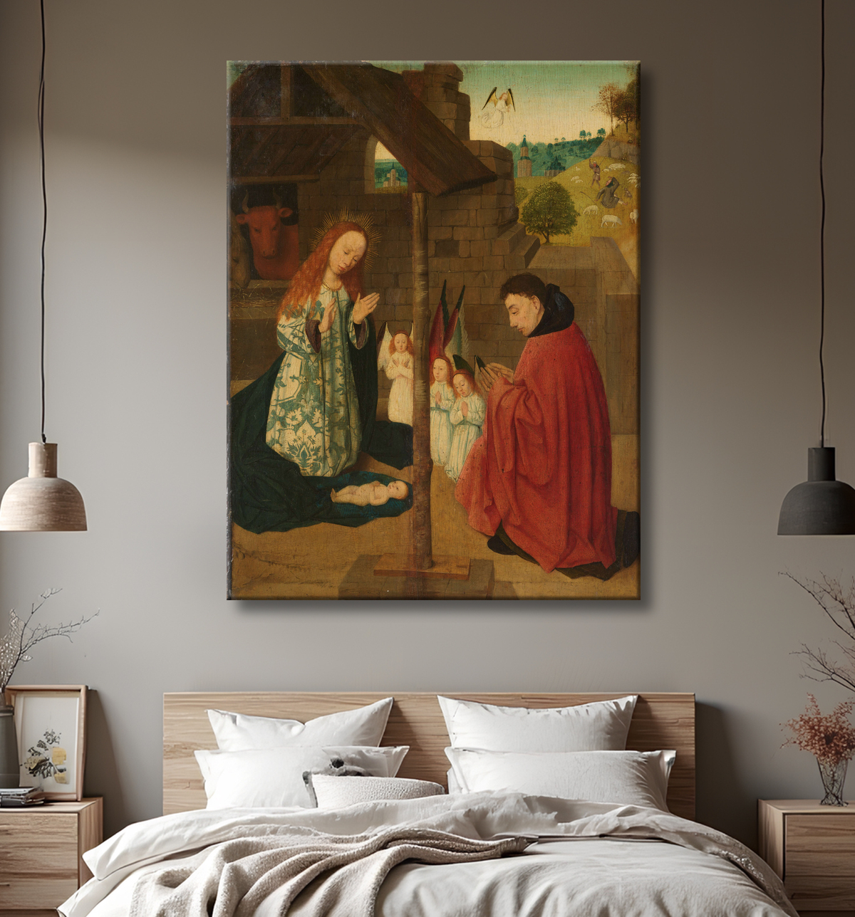 Reproduction Naissance du Christ de Master of the Brunswick Diptych avec decor