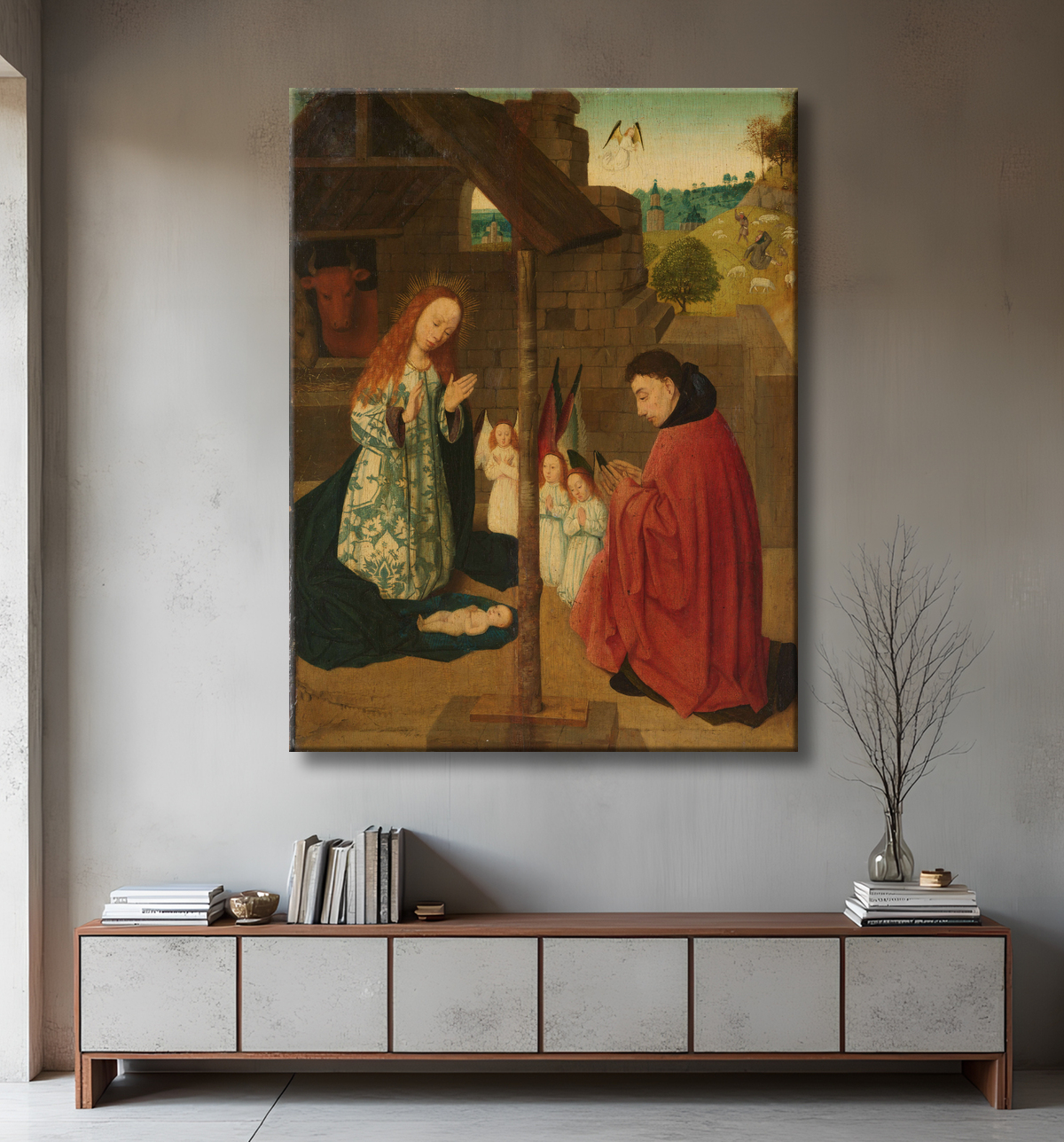 Reproduction Naissance du Christ de Master of the Brunswick Diptych avec decor