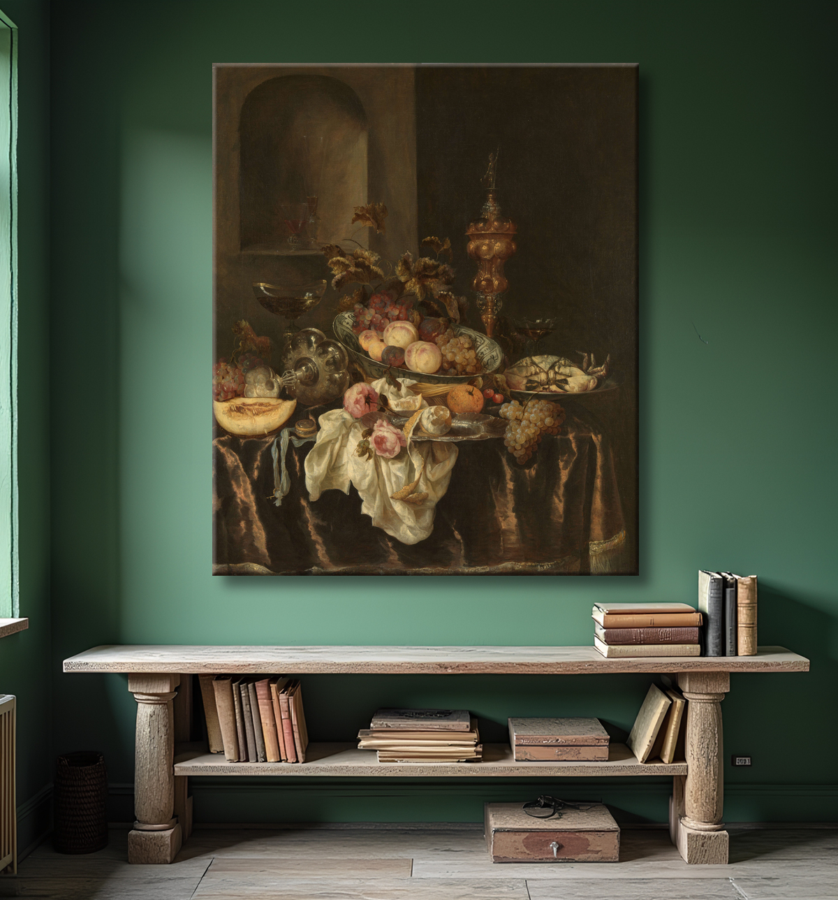 Reproduction Nature morte de Abraham van Beyeren avec decor