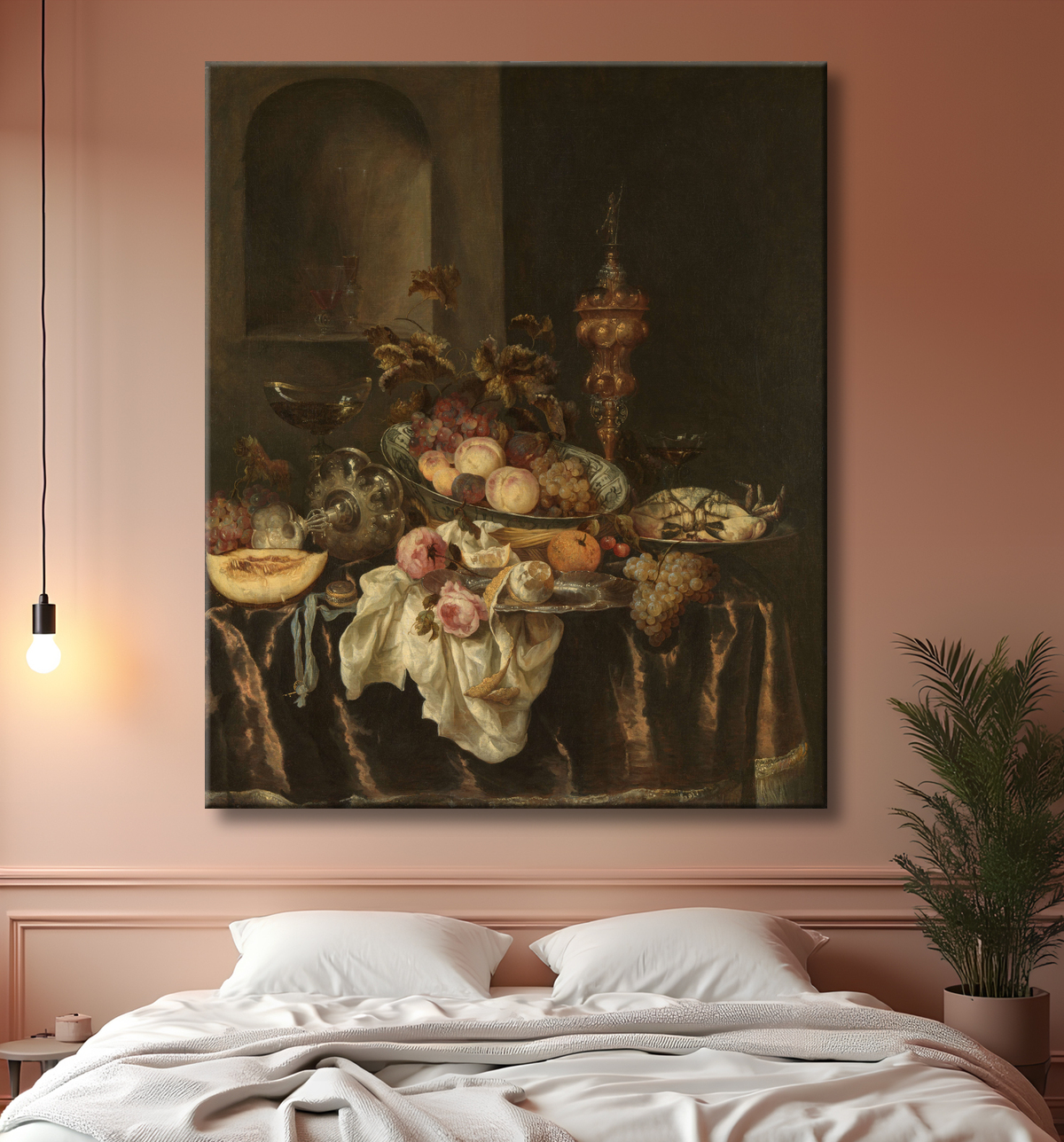 Reproduction Nature morte de Abraham van Beyeren avec decor