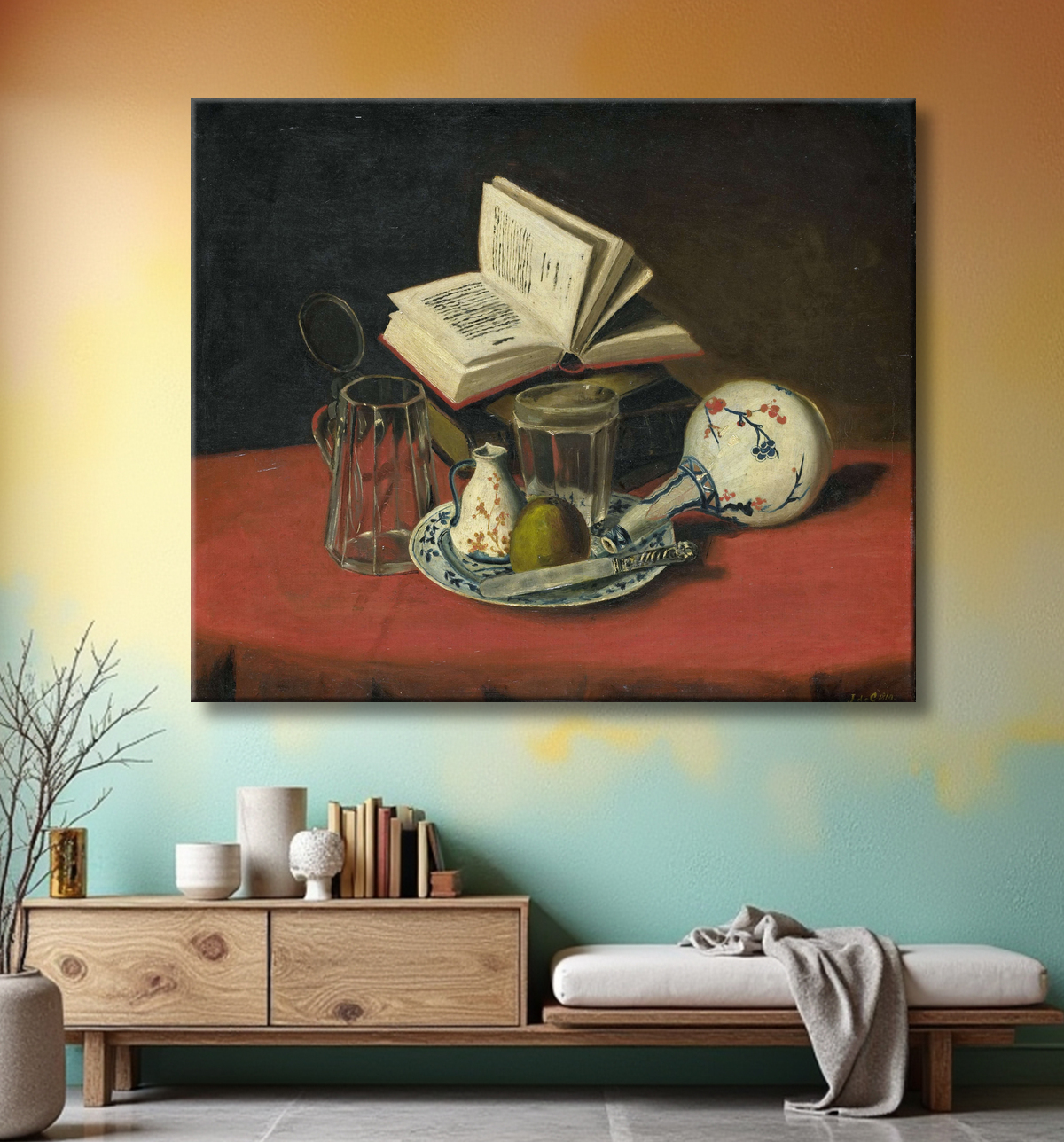 Reproduction Nature morte de J. de Clercq (schilder) avec decor