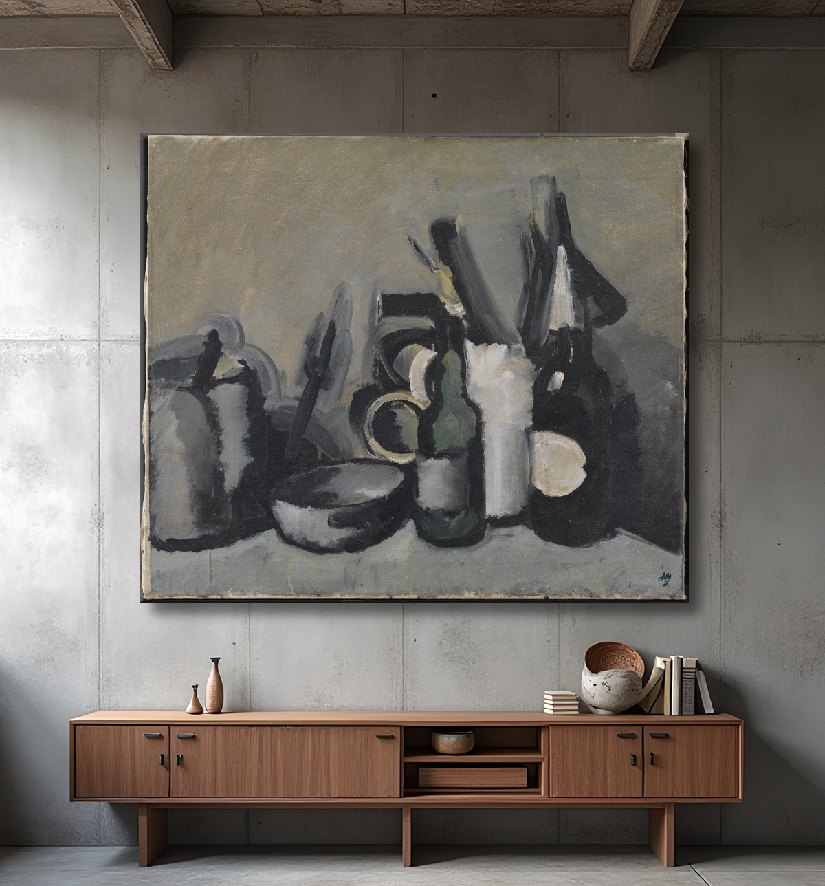 Reproduction Nature morte à la bouteille de Giersing, Harald avec decor