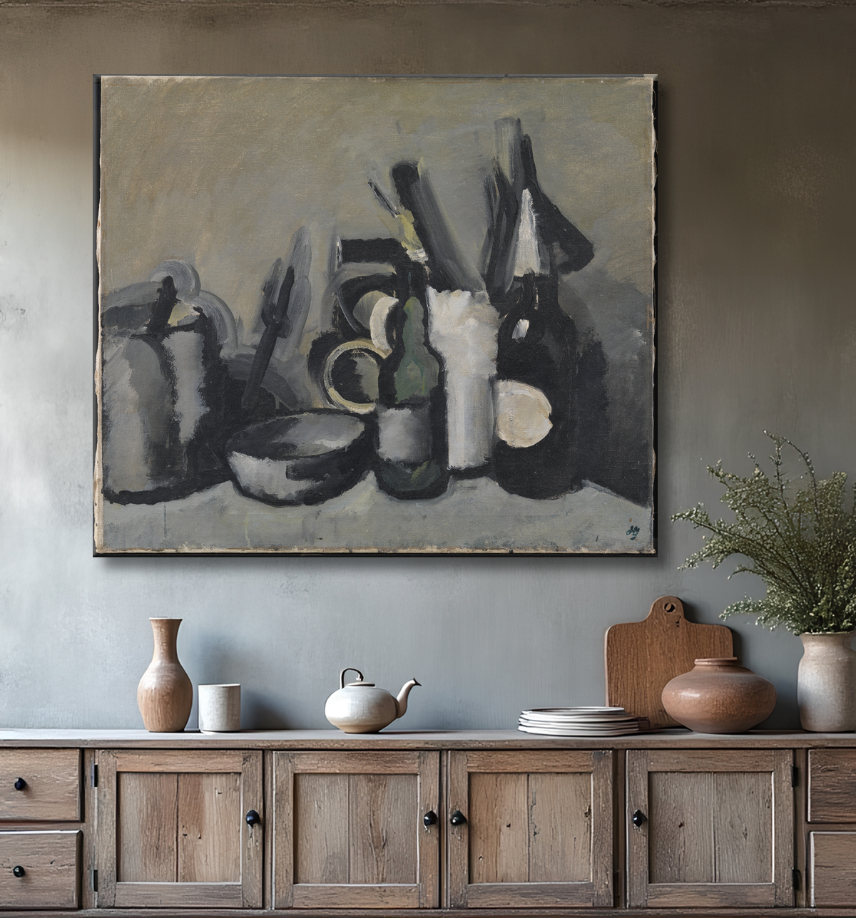Reproduction Nature morte à la bouteille de Giersing, Harald avec decor