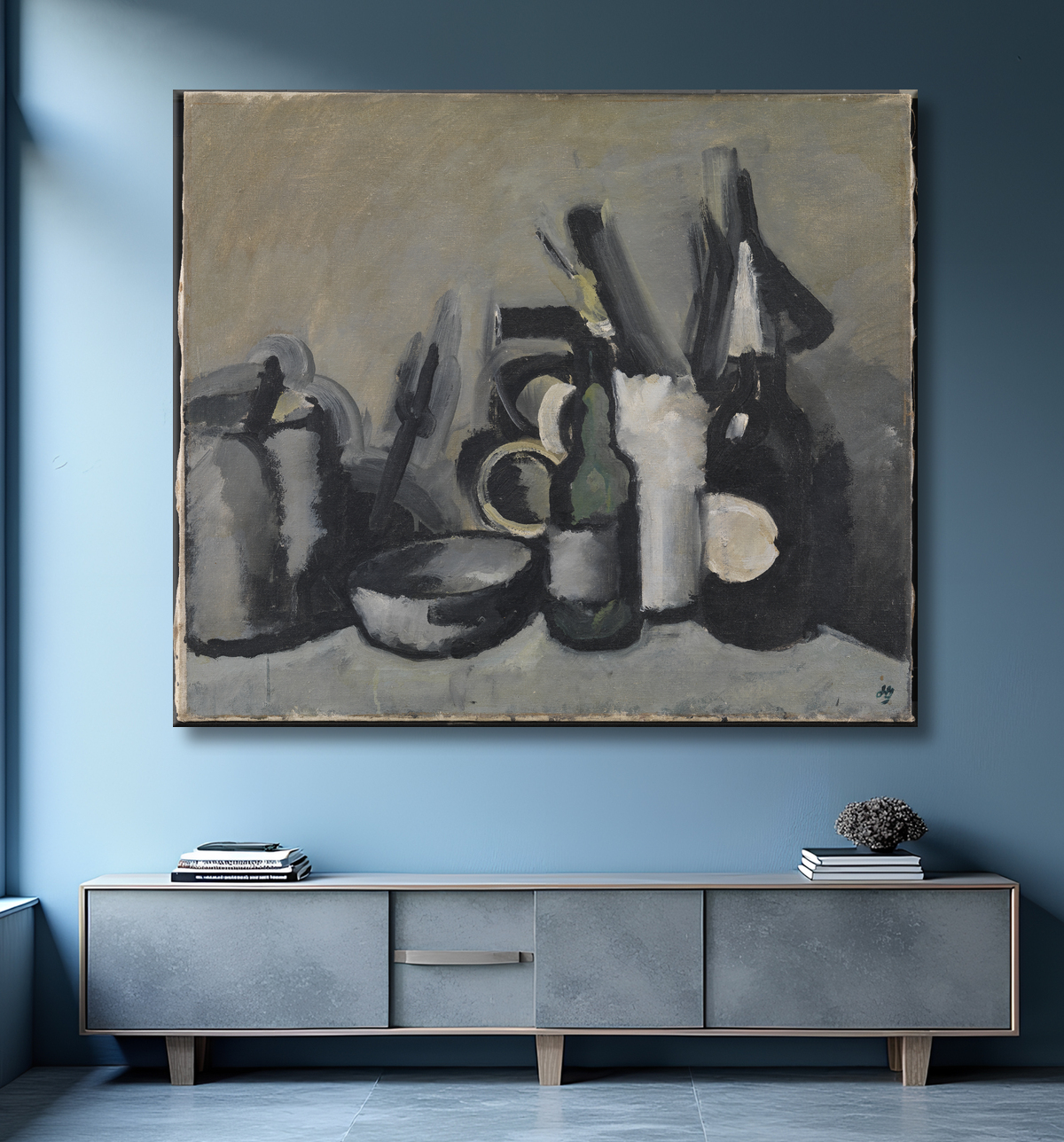 Reproduction Nature morte à la bouteille de Giersing, Harald avec decor
