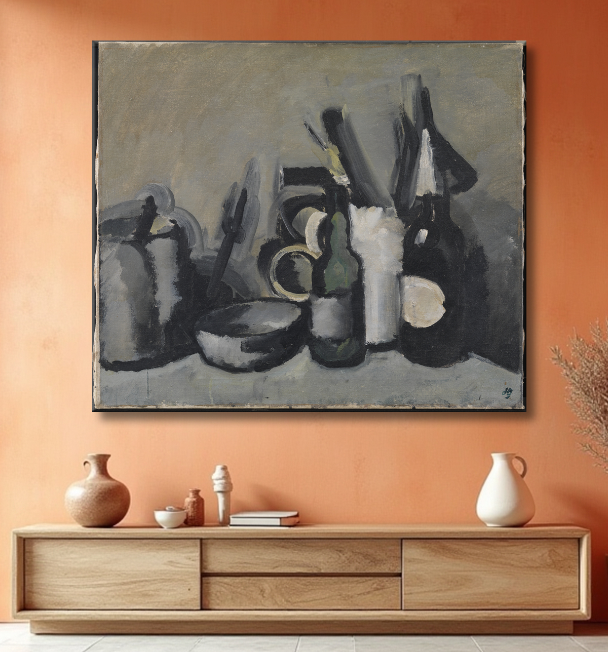 Reproduction Nature morte à la bouteille de Giersing, Harald avec decor