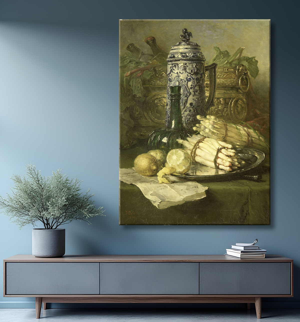Reproduction Nature morte à la cruche en grès de Maria Vos avec decor