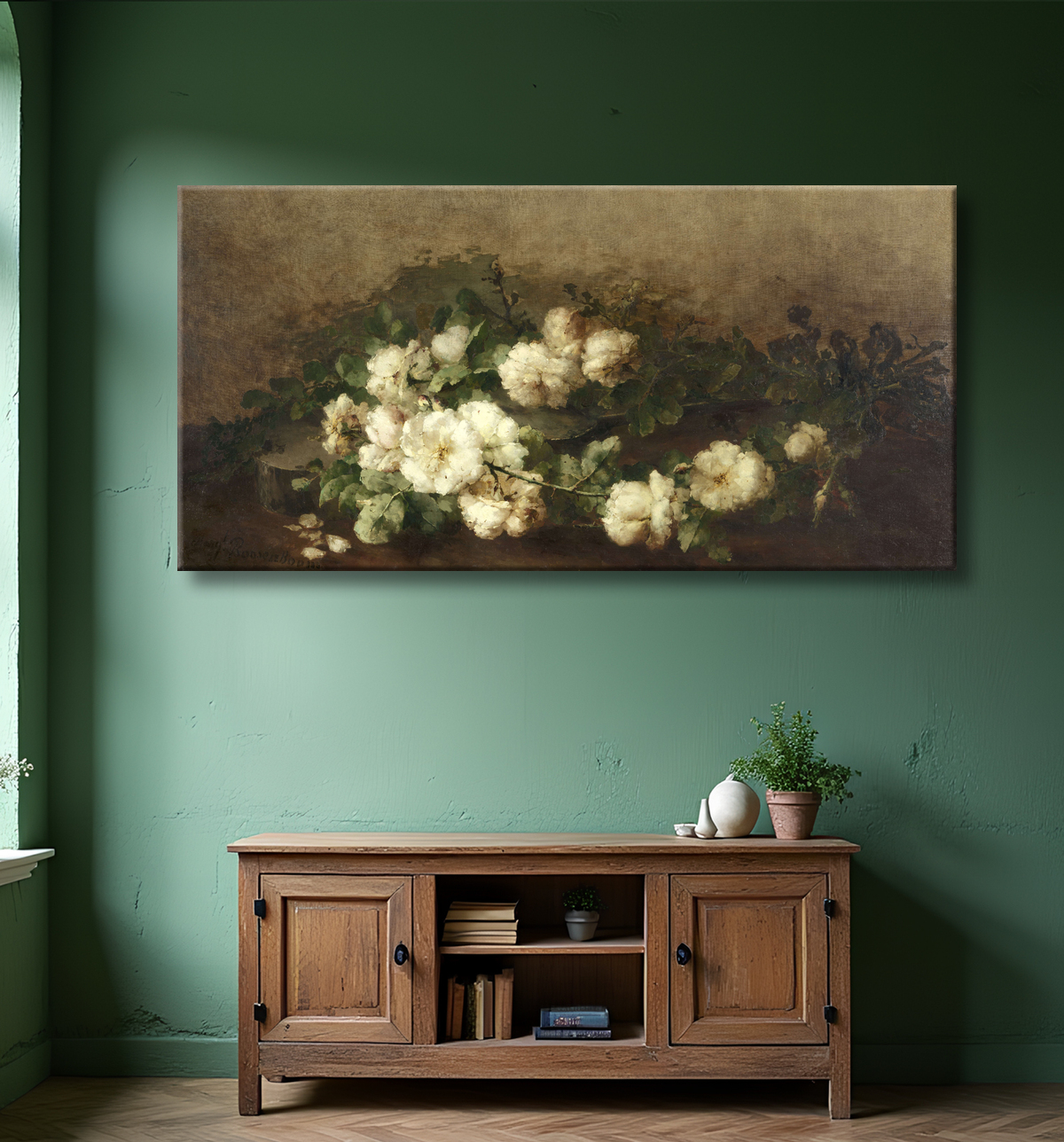 Reproduction Nature morte à la guitare et aux roses de Margaretha Roosenboom avec decor