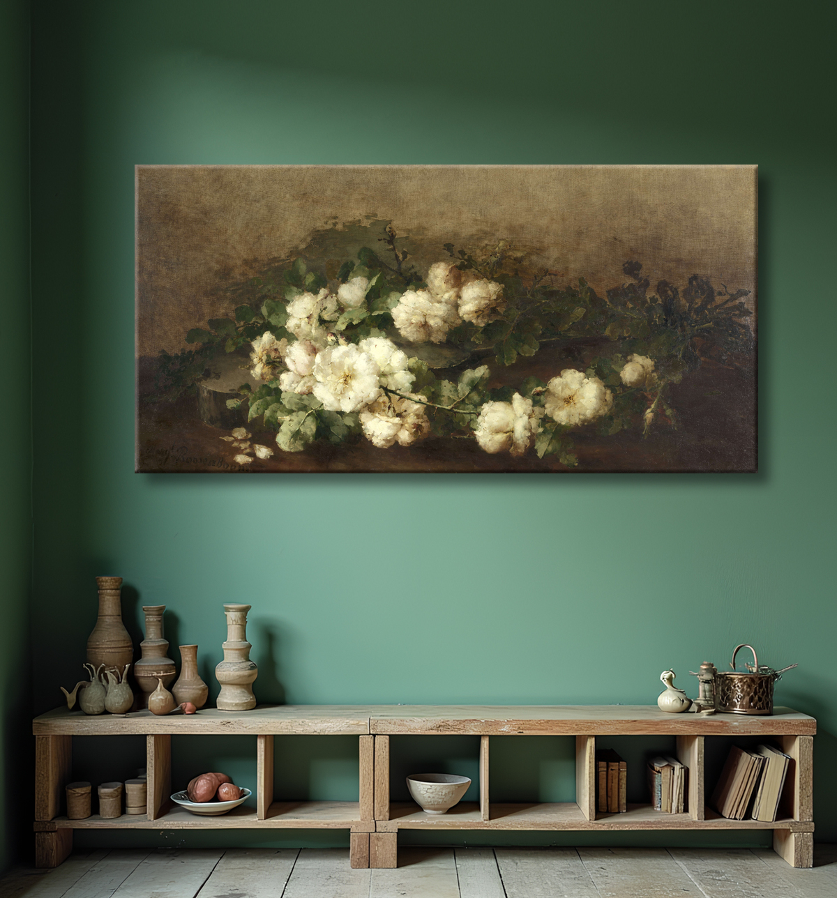 Reproduction Nature morte à la guitare et aux roses de Margaretha Roosenboom avec decor