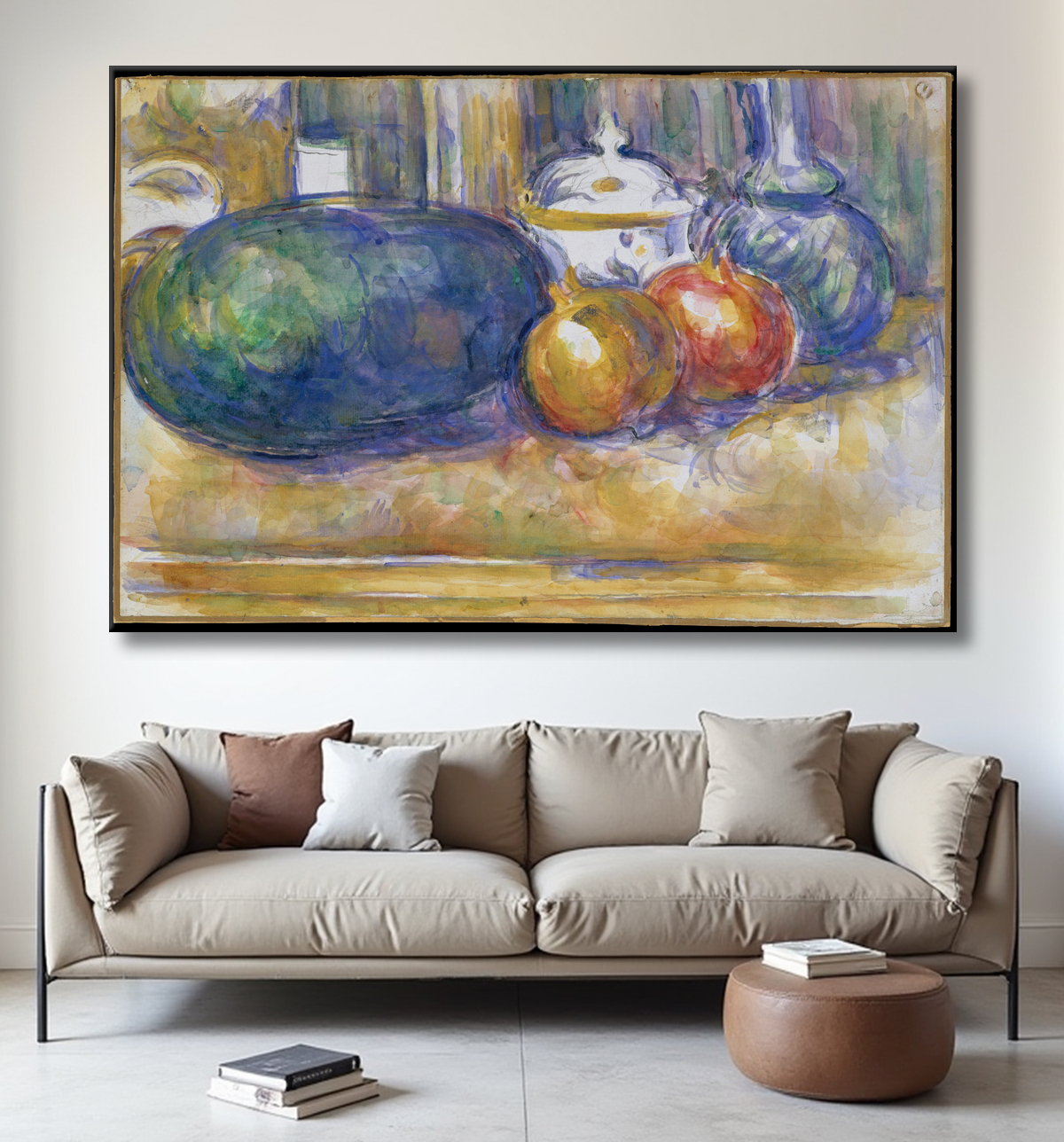 Reproduction Nature morte à la pastèque et aux grenades de Paul Cézanne avec decor