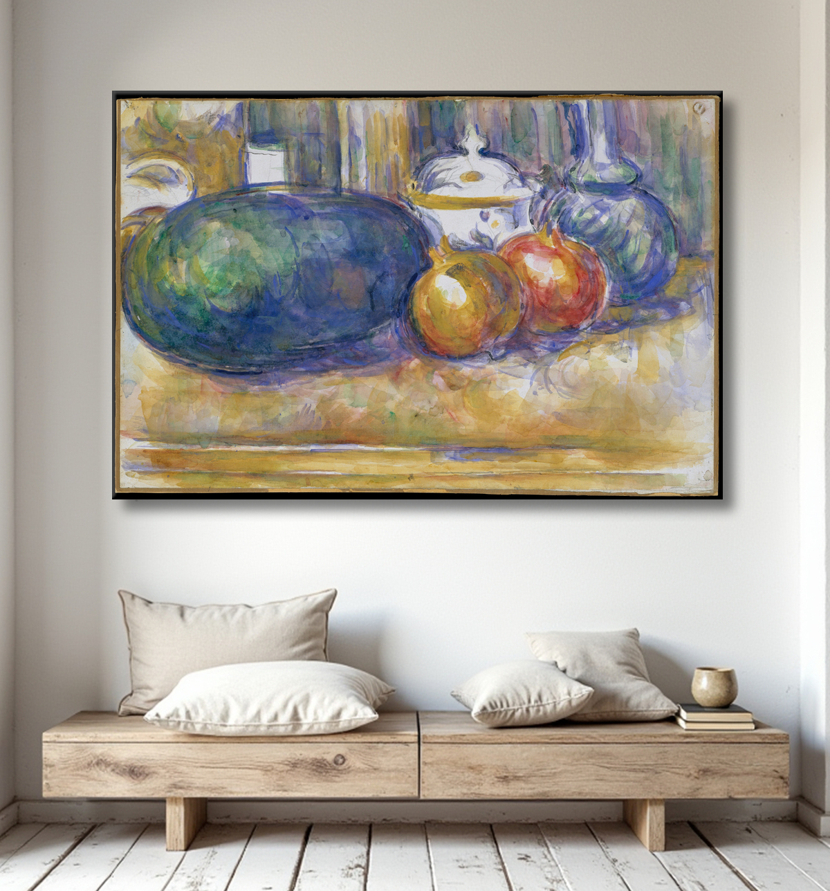Reproduction Nature morte à la pastèque et aux grenades de Paul Cézanne avec decor