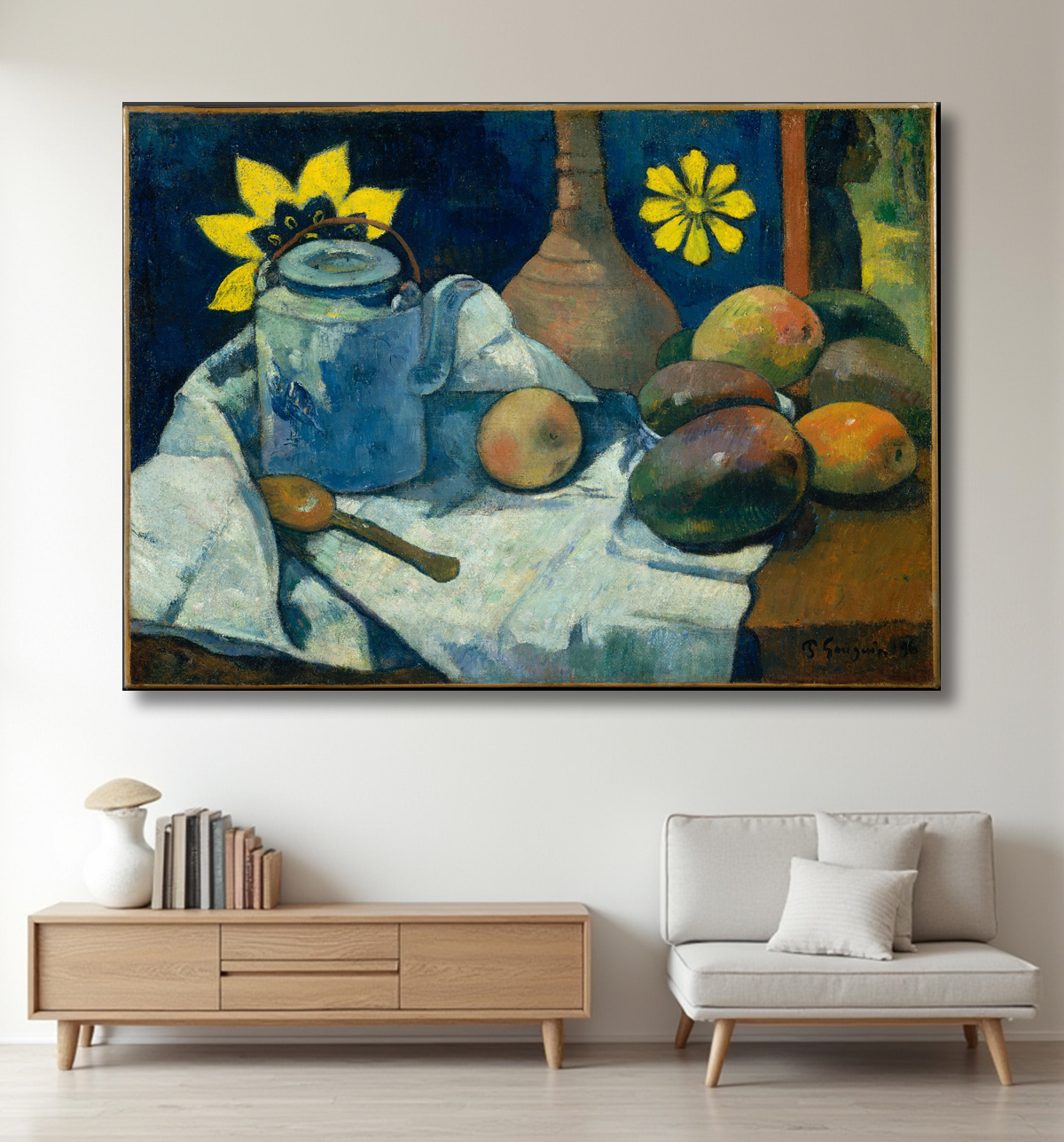 Reproduction Nature morte à la théière et aux fruits de Paul Gauguin avec decor