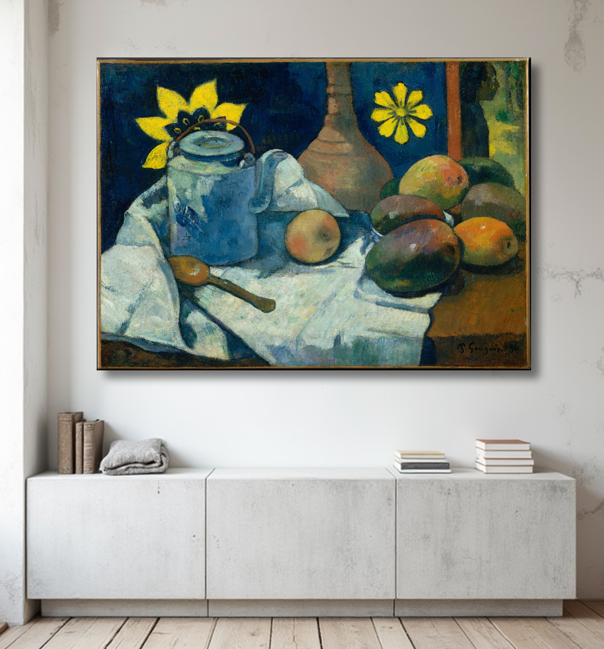 Reproduction Nature morte à la théière et aux fruits de Paul Gauguin avec decor