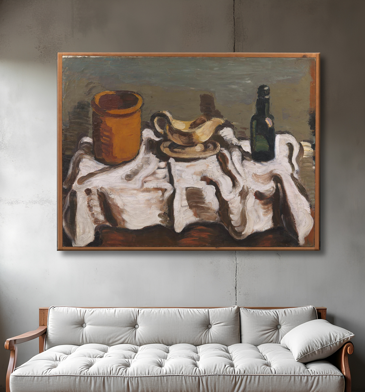 Reproduction Nature morte au bocal, à la saucière et à la bouteille de Lundstrøm, Vilhelm avec decor