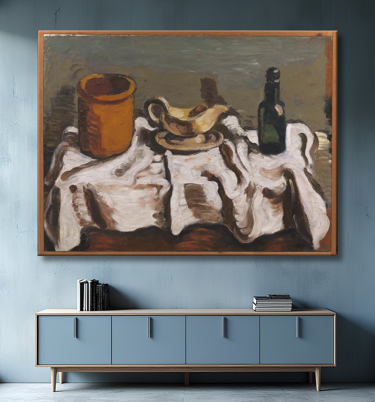 Reproduction Nature morte au bocal, à la saucière et à la bouteille de Lundstrøm, Vilhelm avec decor