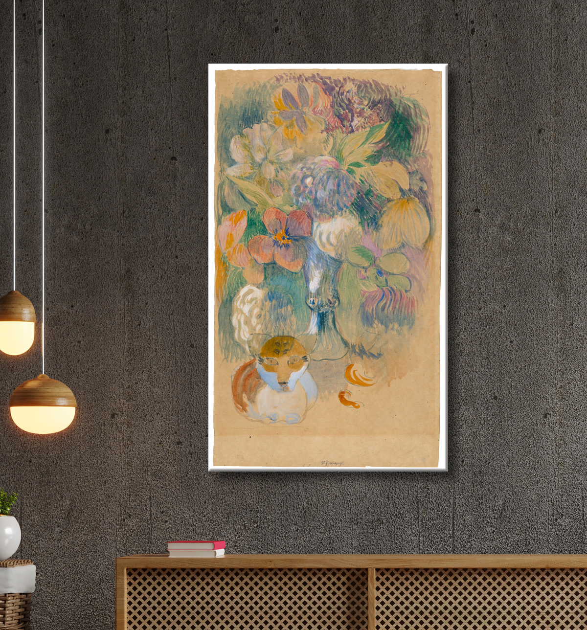 Reproduction Nature morte au chat de Paul Gauguin avec decor
