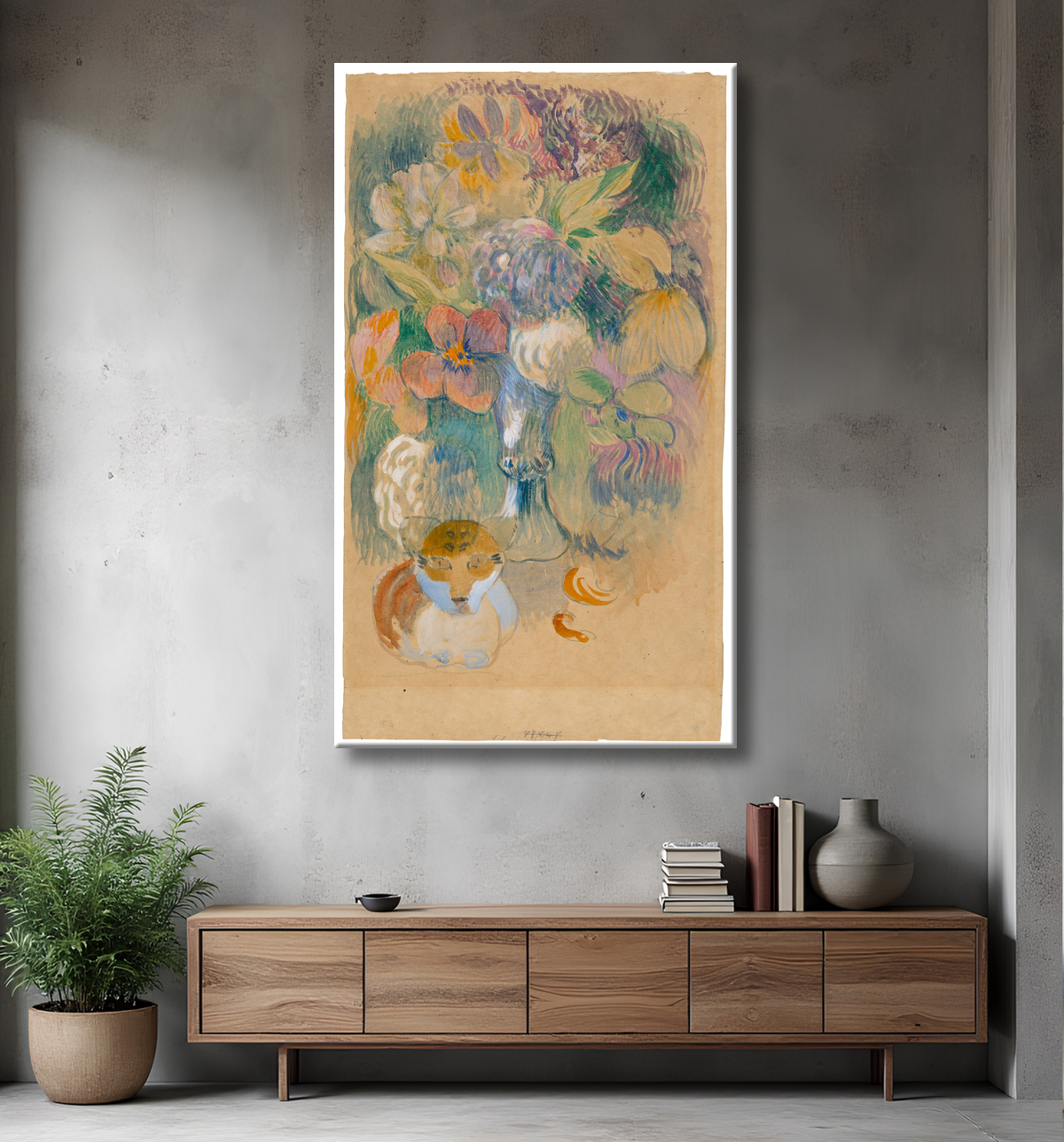 Reproduction Nature morte au chat de Paul Gauguin avec decor