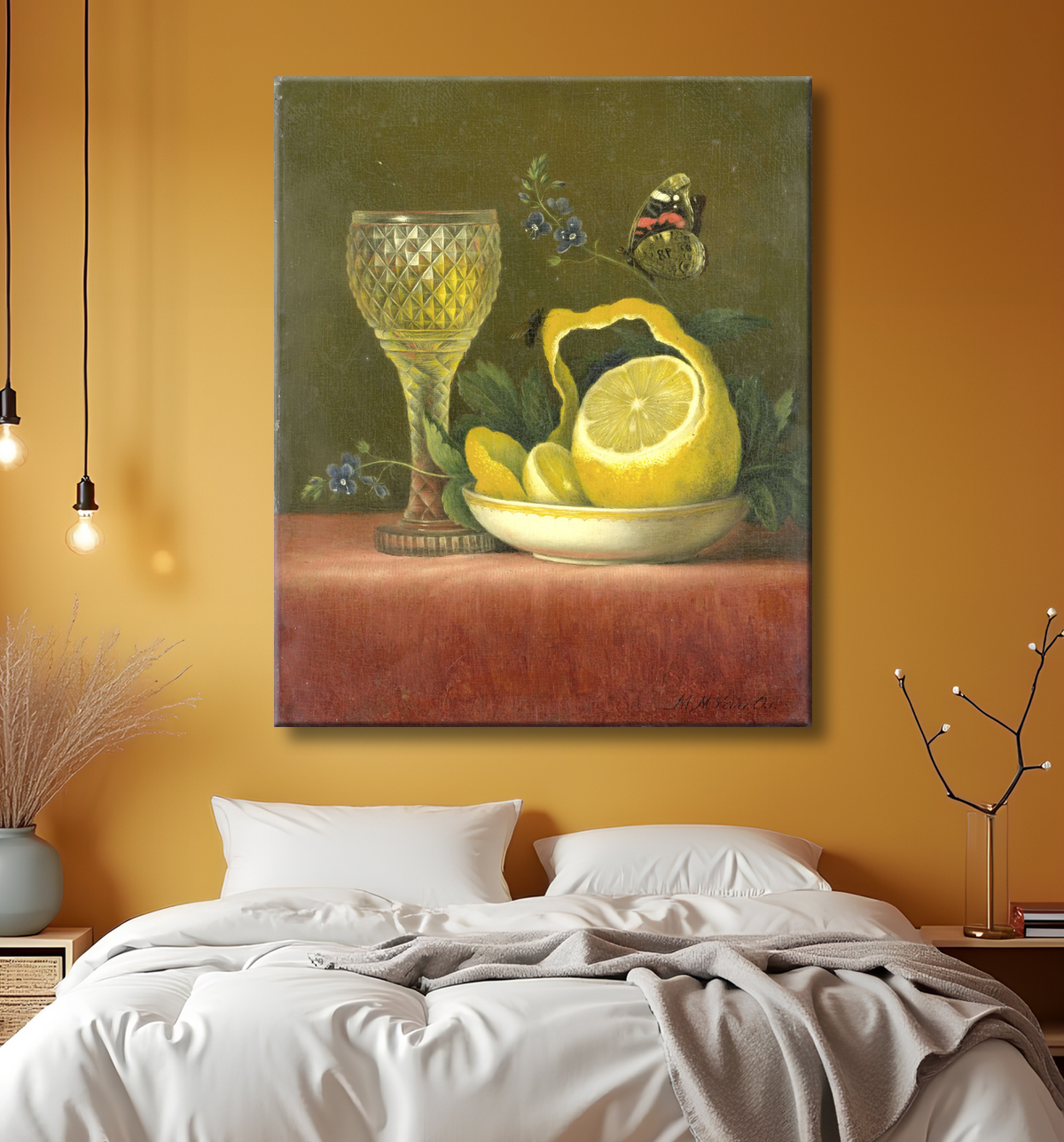 Reproduction Nature morte au citron et verre taillé de Maria Margaretha van Os avec decor