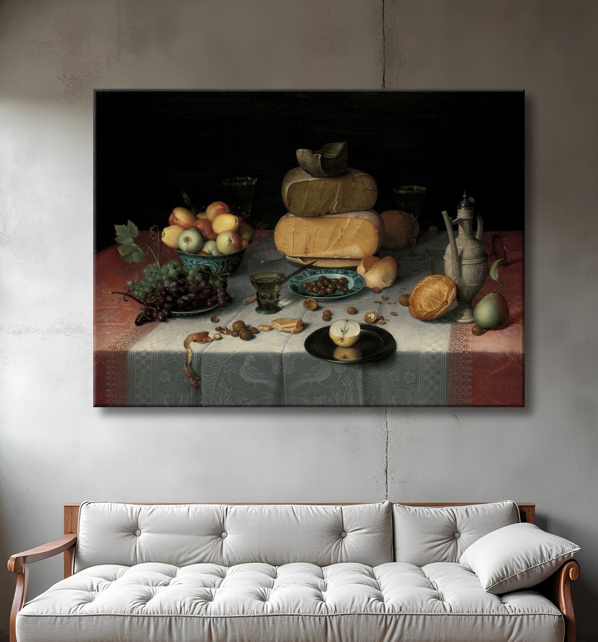 Reproduction Nature morte au fromage de Floris Claesz van Dijck avec decor