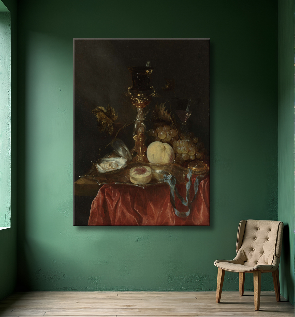 Reproduction Nature morte au porte-verre en vermeil de Abraham van Beyeren avec decor