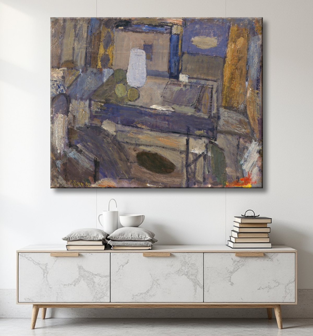 Reproduction Nature morte au pot et aux fruits de Ibsen, Immanuel avec decor