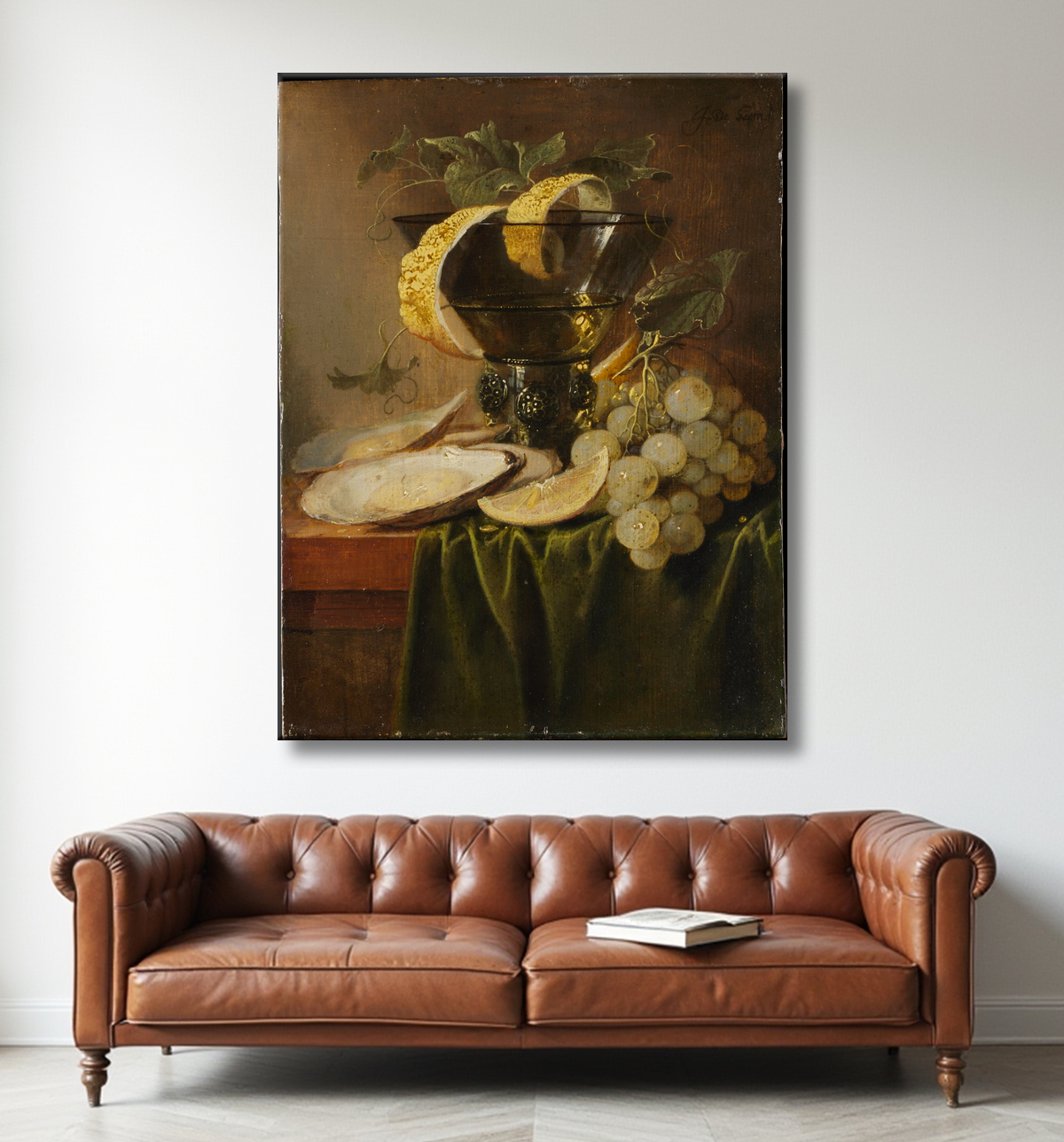 Reproduction Nature morte au verre et aux huîtres de Jan Davidsz de Heem avec decor