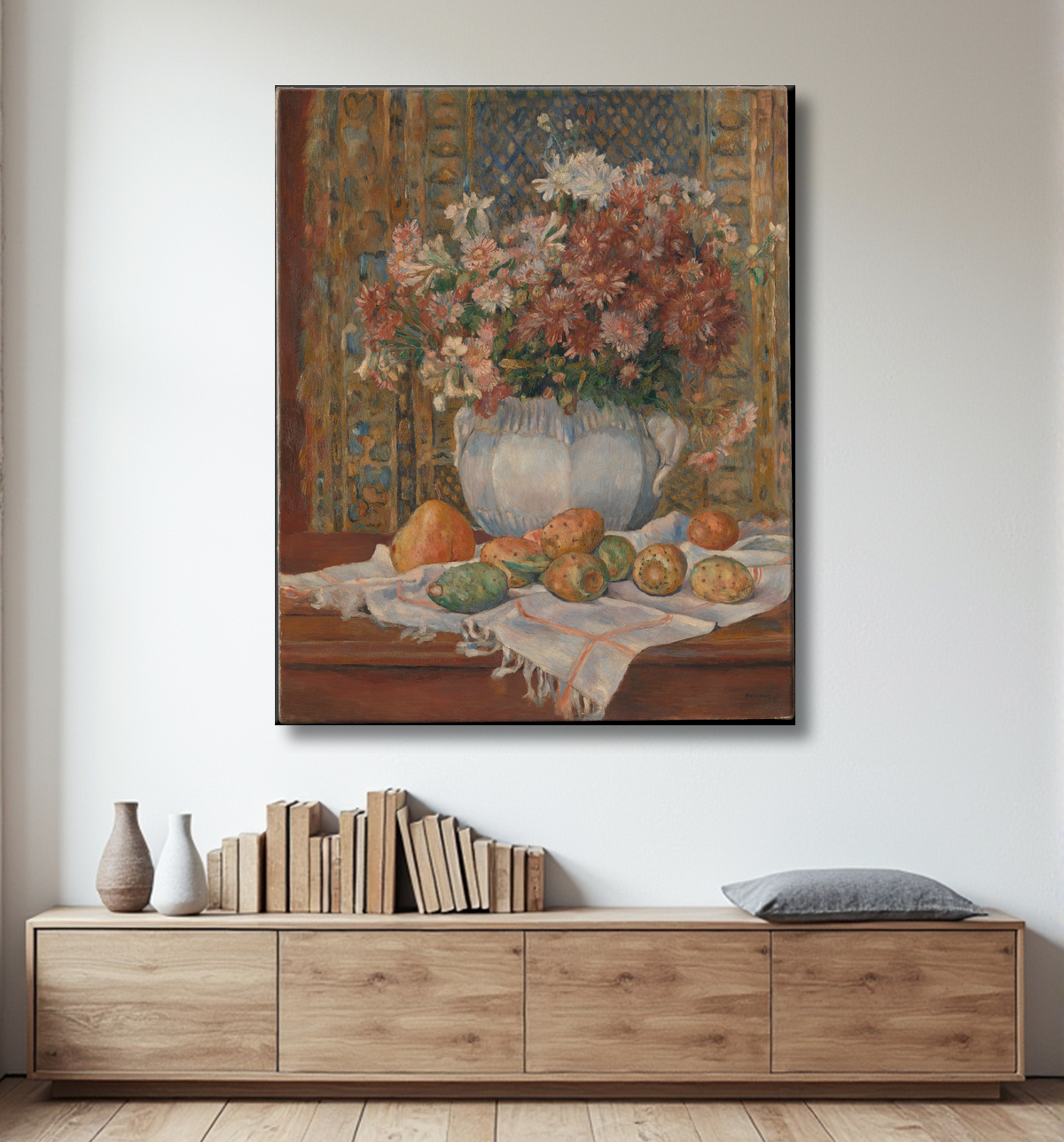 Reproduction Nature morte aux fleurs et aux figues de barbarie de Auguste Renoir avec decor