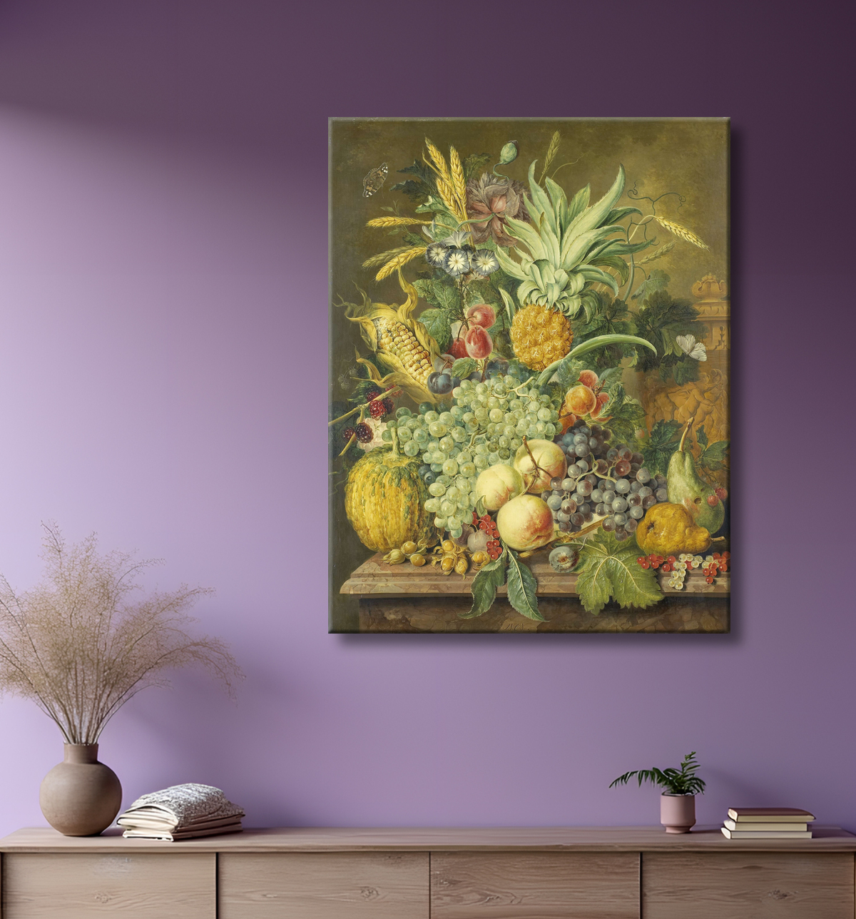 Reproduction Nature morte aux fruits de Jacobus Linthorst avec decor