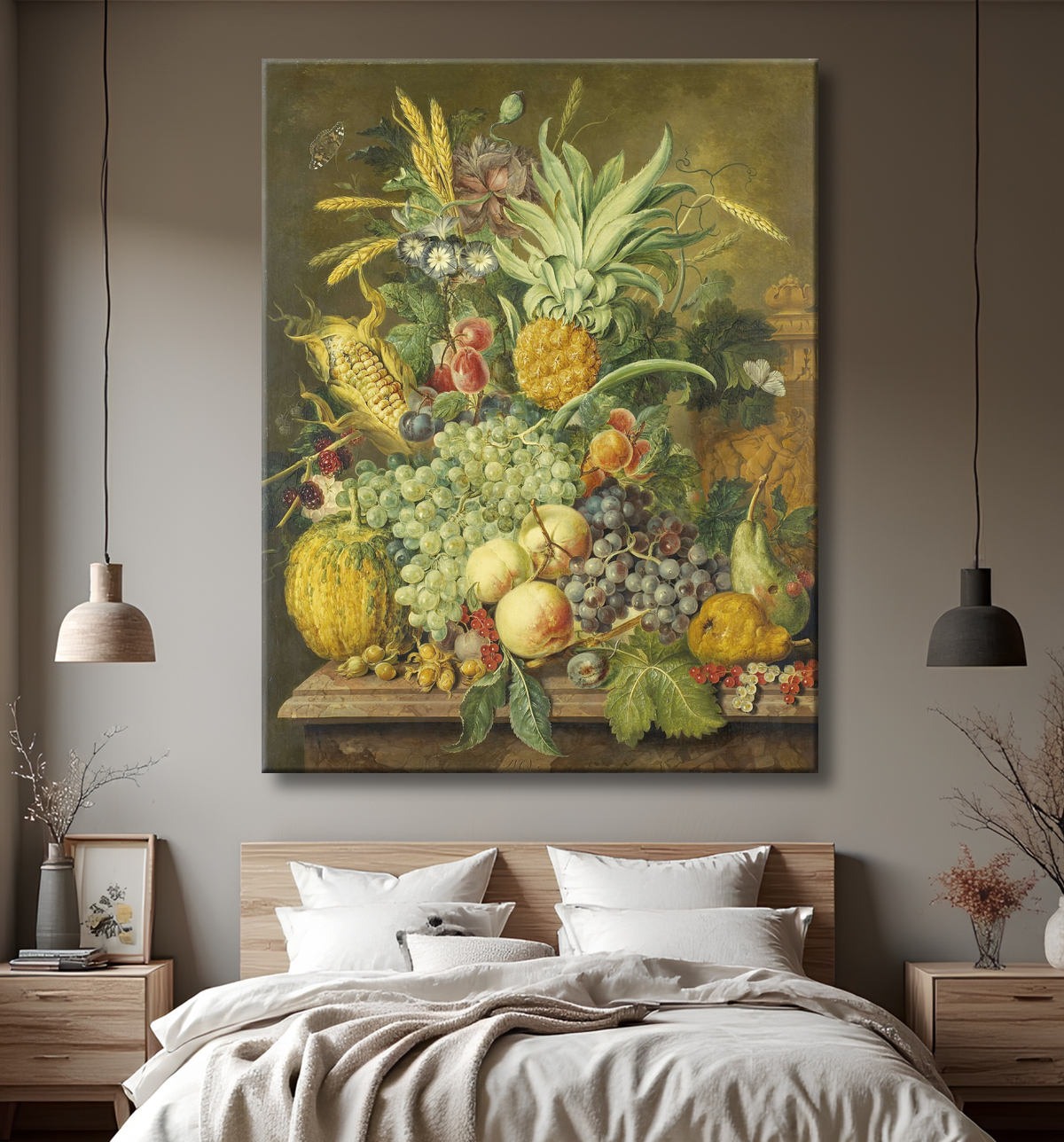 Reproduction Nature morte aux fruits de Jacobus Linthorst avec decor