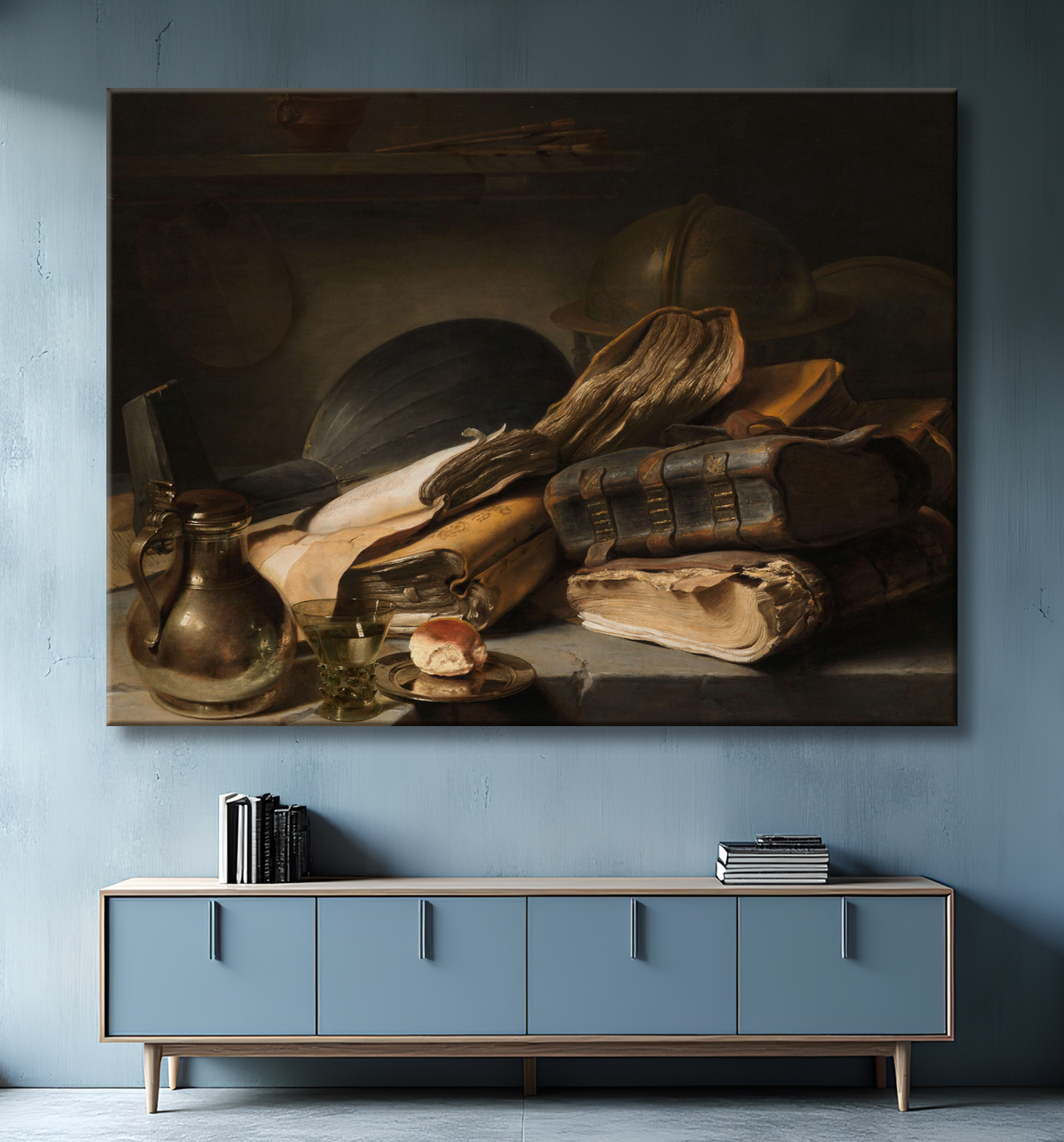 Reproduction Nature morte aux livres de Jan Lievens avec decor