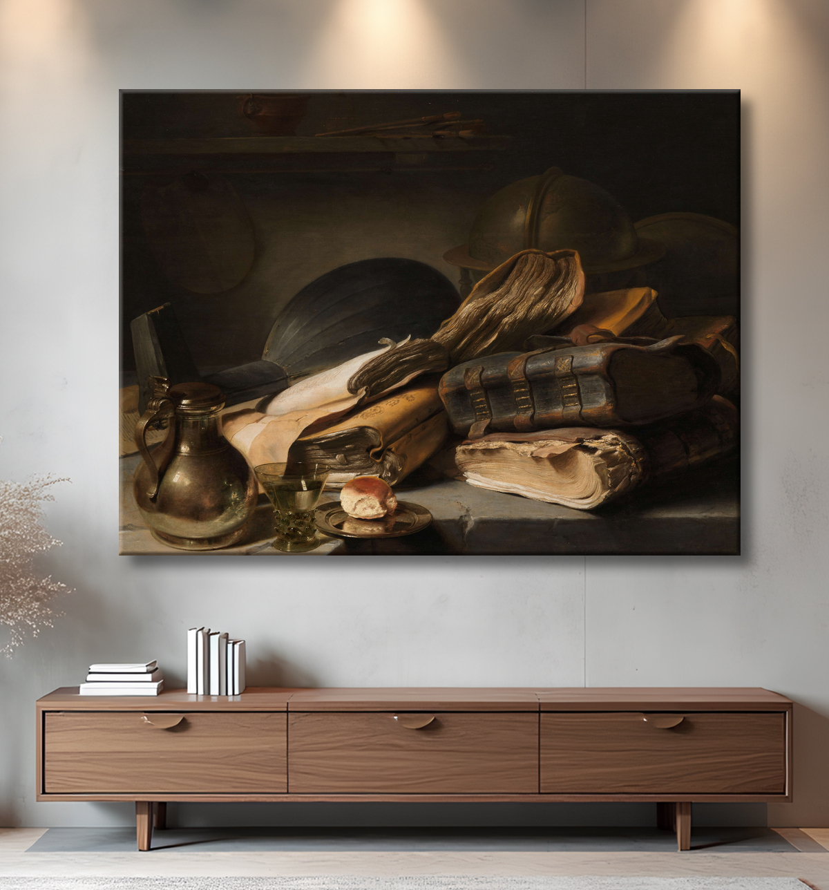 Reproduction Nature morte aux livres de Jan Lievens avec decor