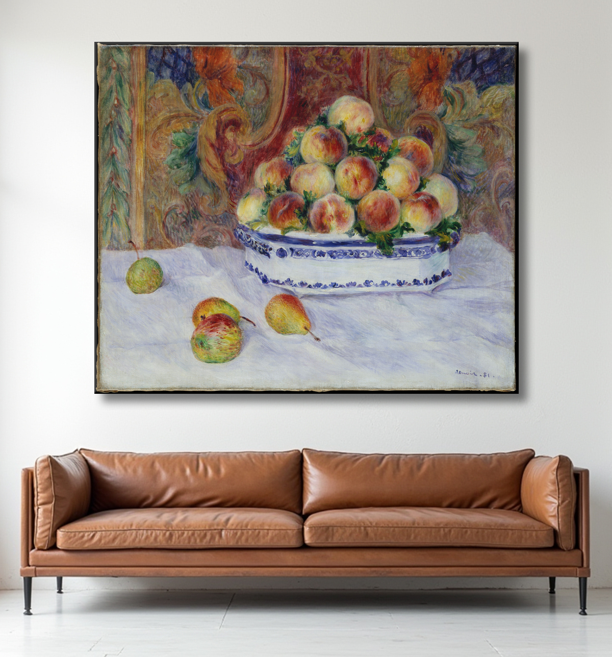 Reproduction Nature morte aux pêches de Auguste Renoir avec decor