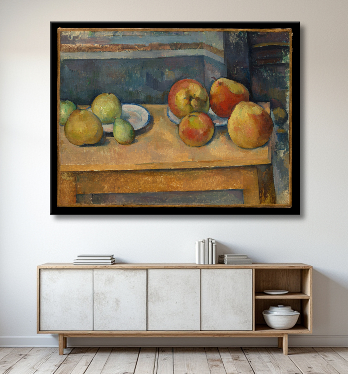 Reproduction Nature morte aux pommes et poires de Paul Cézanne avec decor
