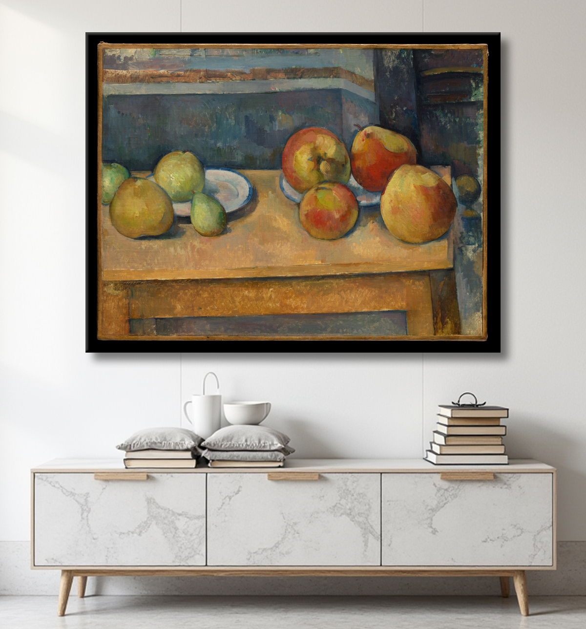 Reproduction Nature morte aux pommes et poires de Paul Cézanne avec decor