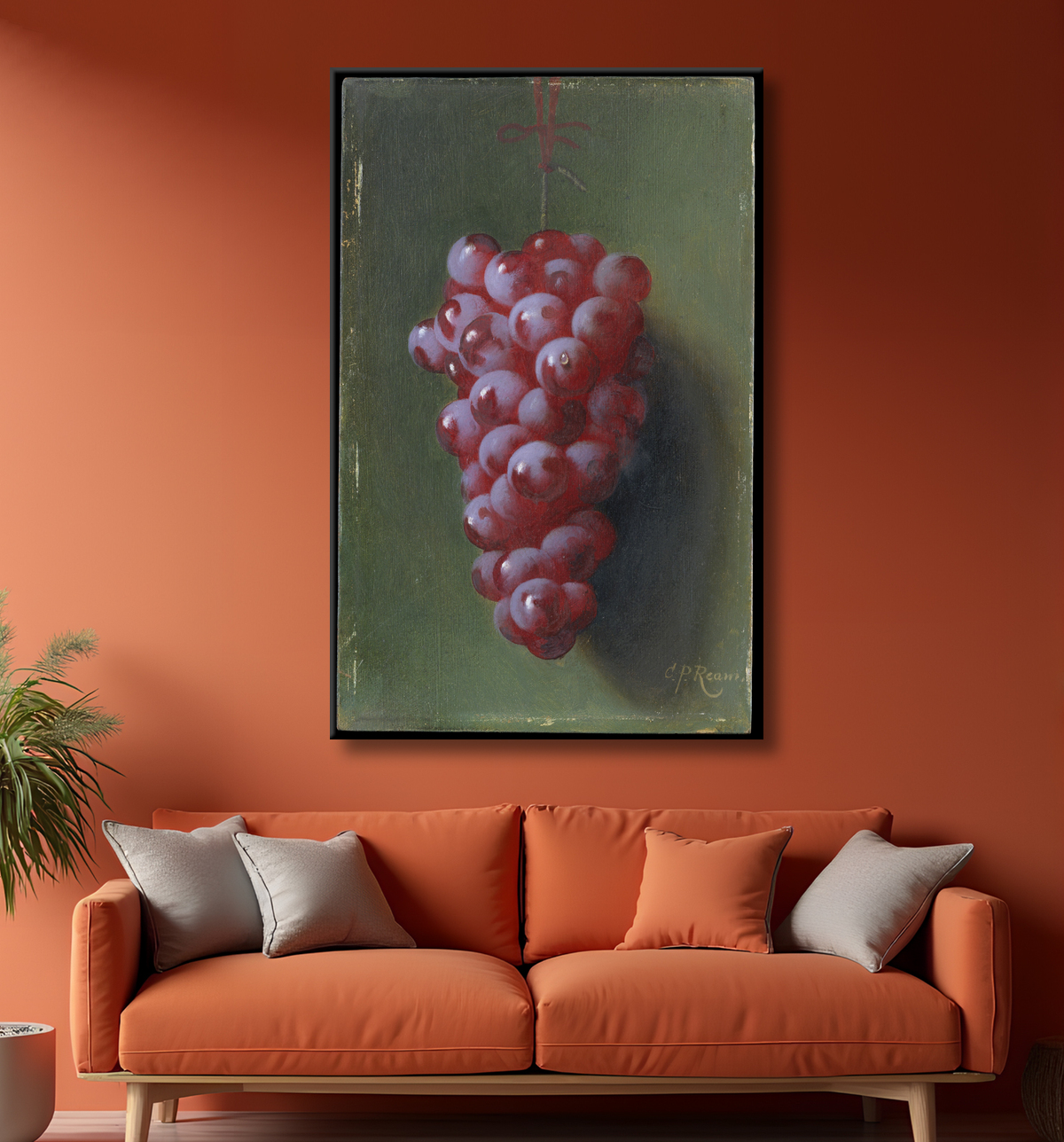 Reproduction Nature morte aux raisins de Carducius Plantagenet Ream avec decor