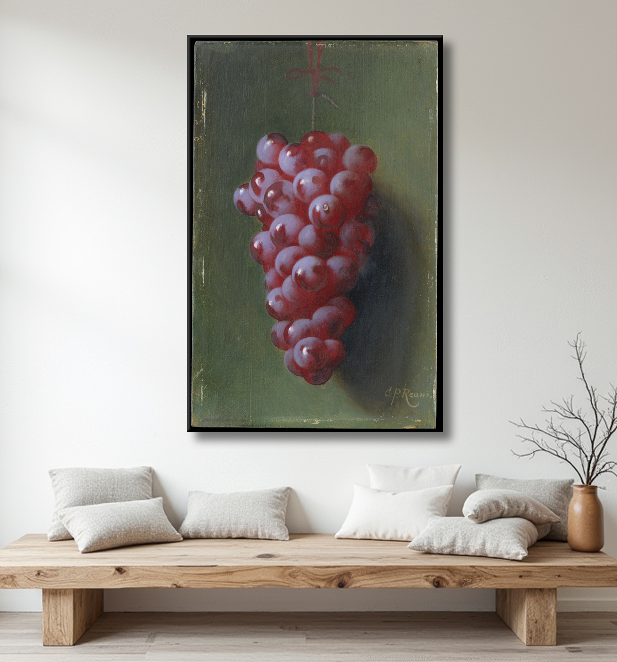 Reproduction Nature morte aux raisins de Carducius Plantagenet Ream avec decor