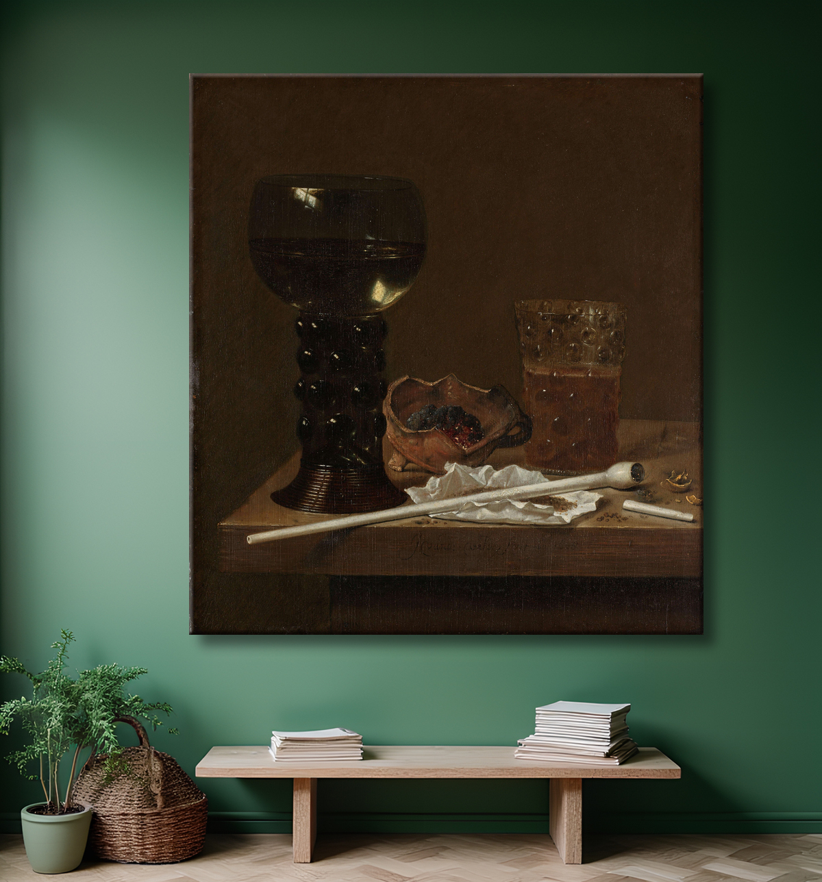 Reproduction Nature morte avec Roemer, verre à bière et pipe de Jan Jansz. van de Velde (III) avec decor