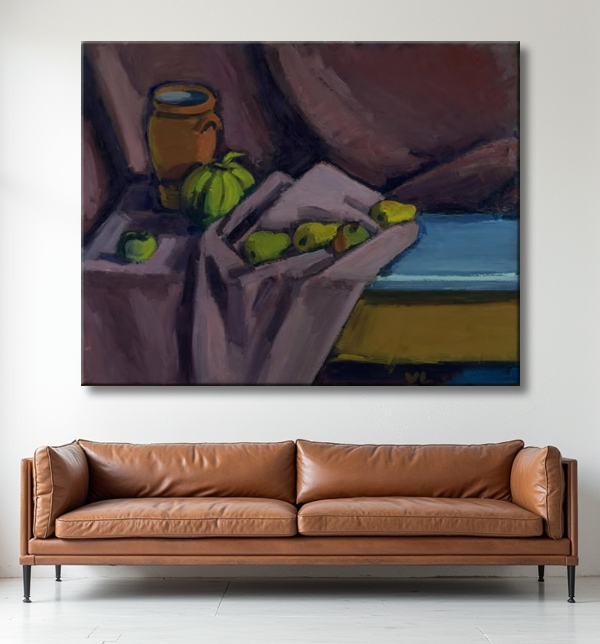 Reproduction Nature morte avec un pot et des fruits de Lundstrøm, Vilhelm avec decor