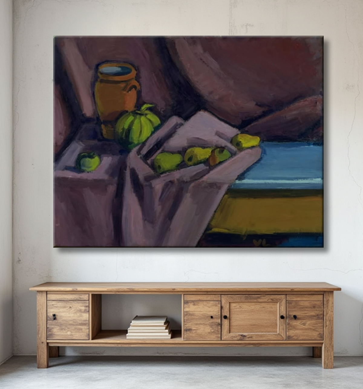 Reproduction Nature morte avec un pot et des fruits de Lundstrøm, Vilhelm avec decor