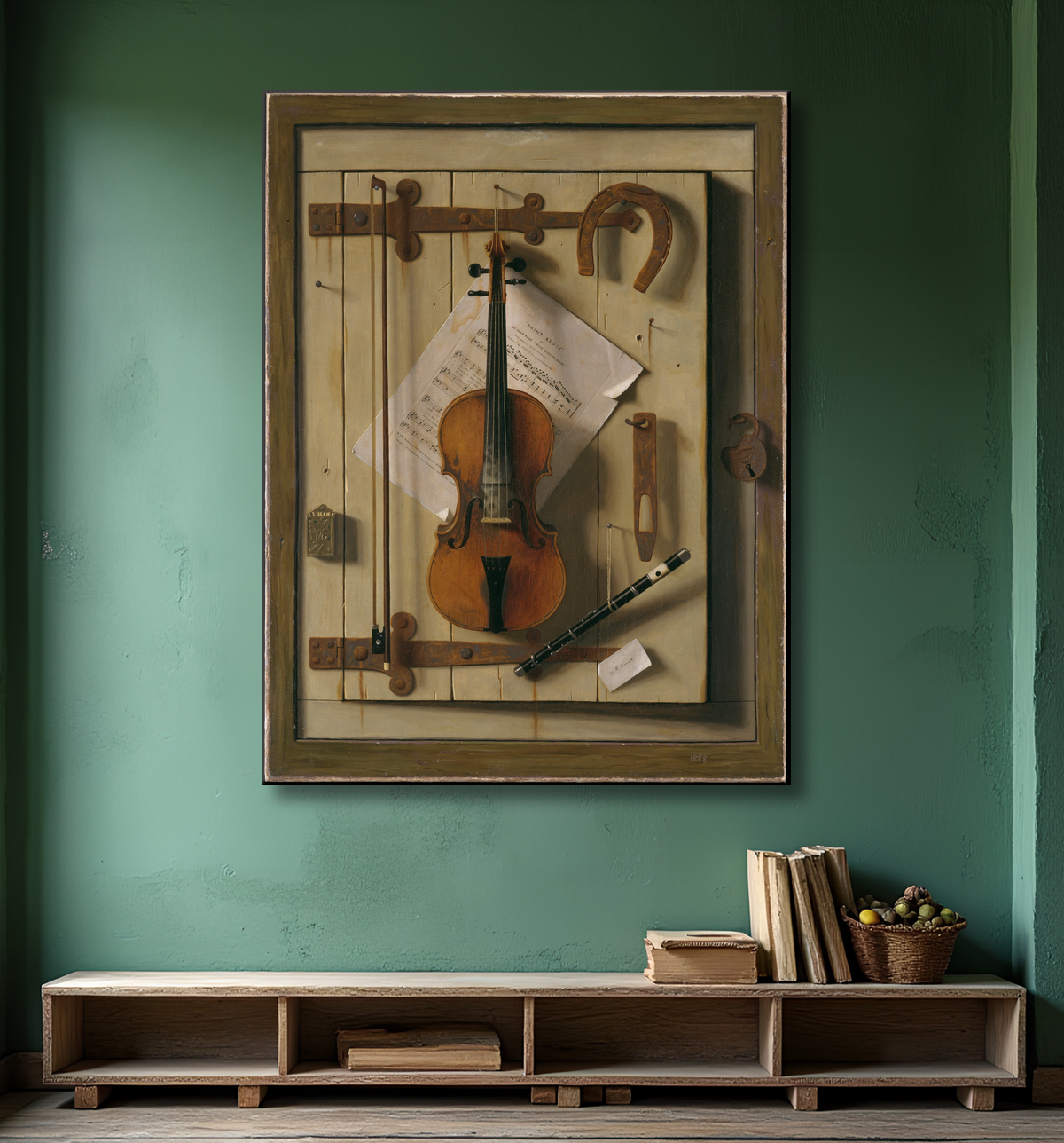 Reproduction Nature morte—Violon et musique de William Michael Harnett avec decor
