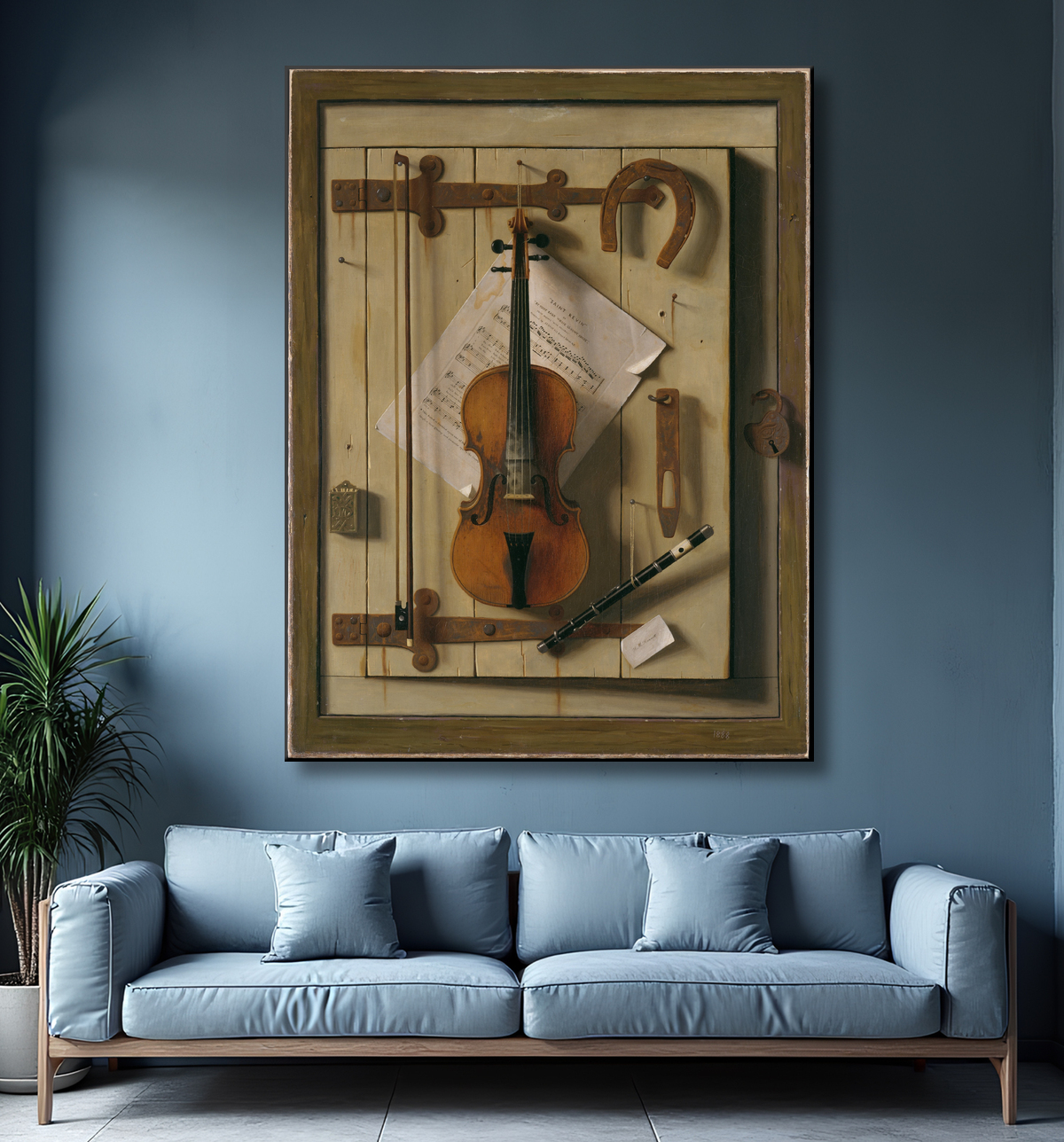 Reproduction Nature morte—Violon et musique de William Michael Harnett avec decor