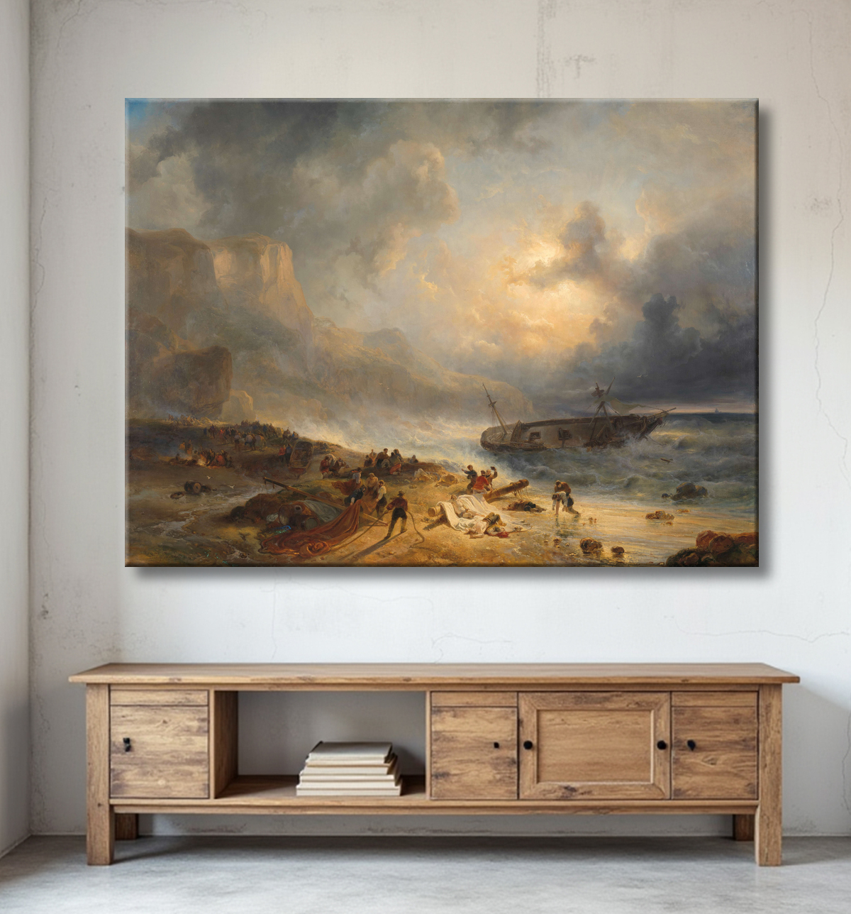 Reproduction Naufrage au large d'une côte rocheuse de Wijnand Nuijen avec decor