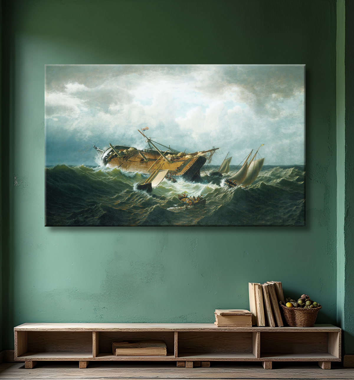 Reproduction Naufrage au large de Nantucket (Épave au large de Nantucket après une tempête) de William Bradford avec decor