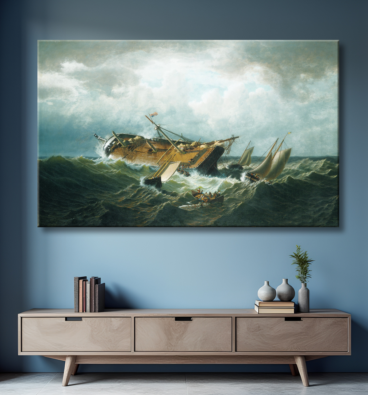 Reproduction Naufrage au large de Nantucket (Épave au large de Nantucket après une tempête) de William Bradford avec decor